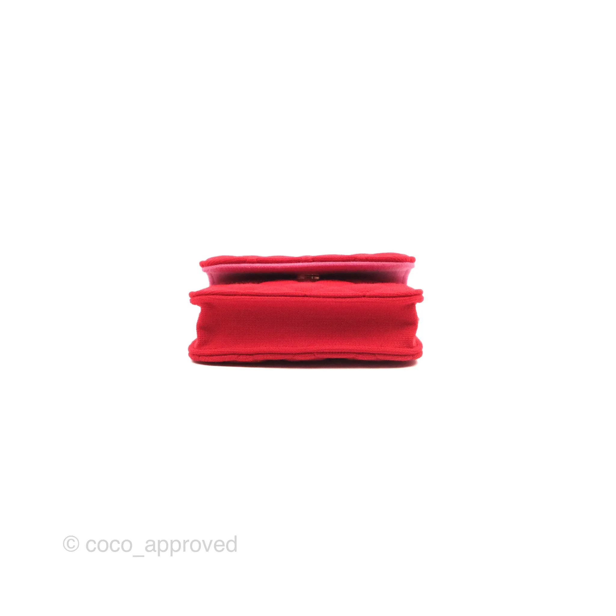 Chanel Mini Clutch With Chain Red Cotton Gold Hardware