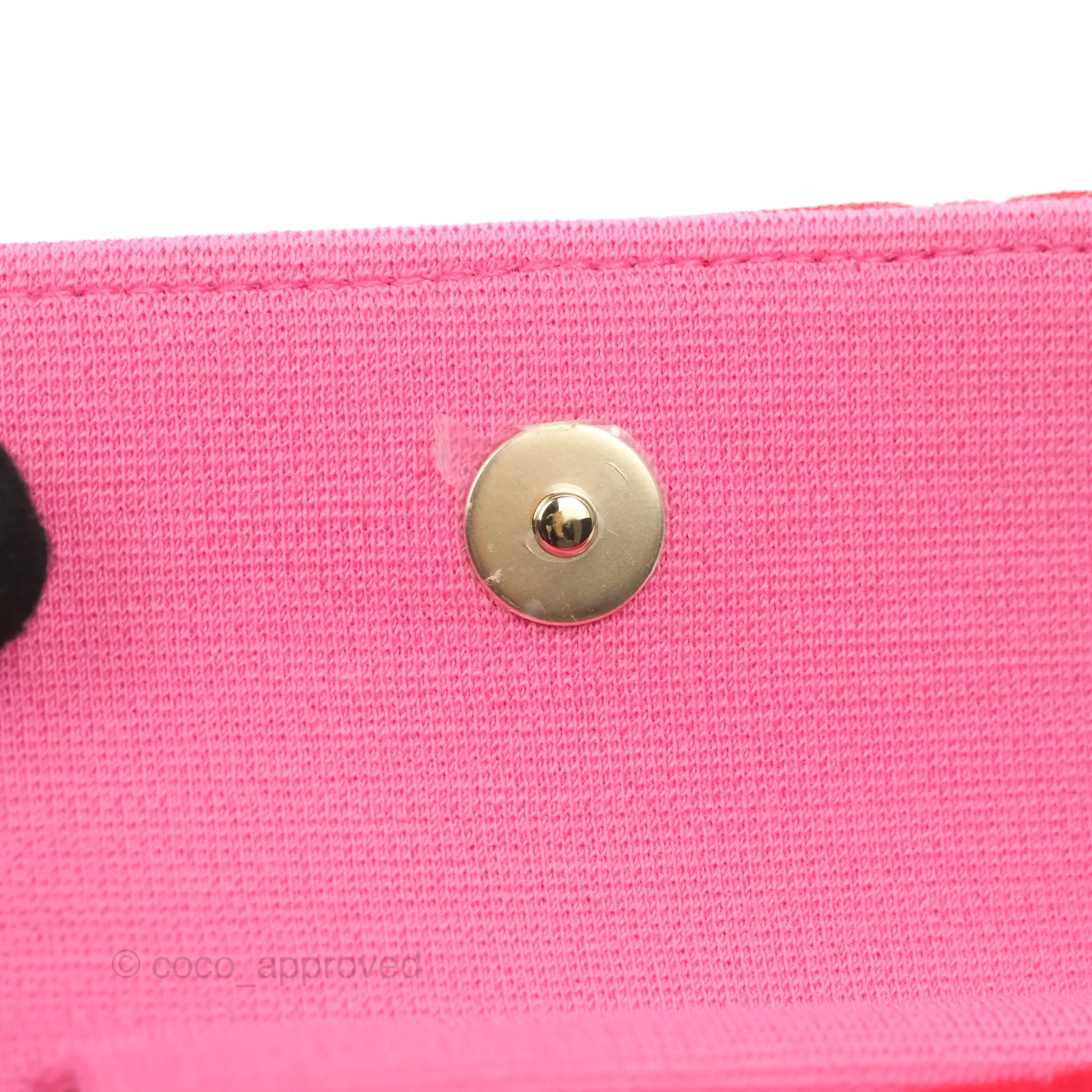 Chanel Mini Clutch With Chain Red Cotton Gold Hardware