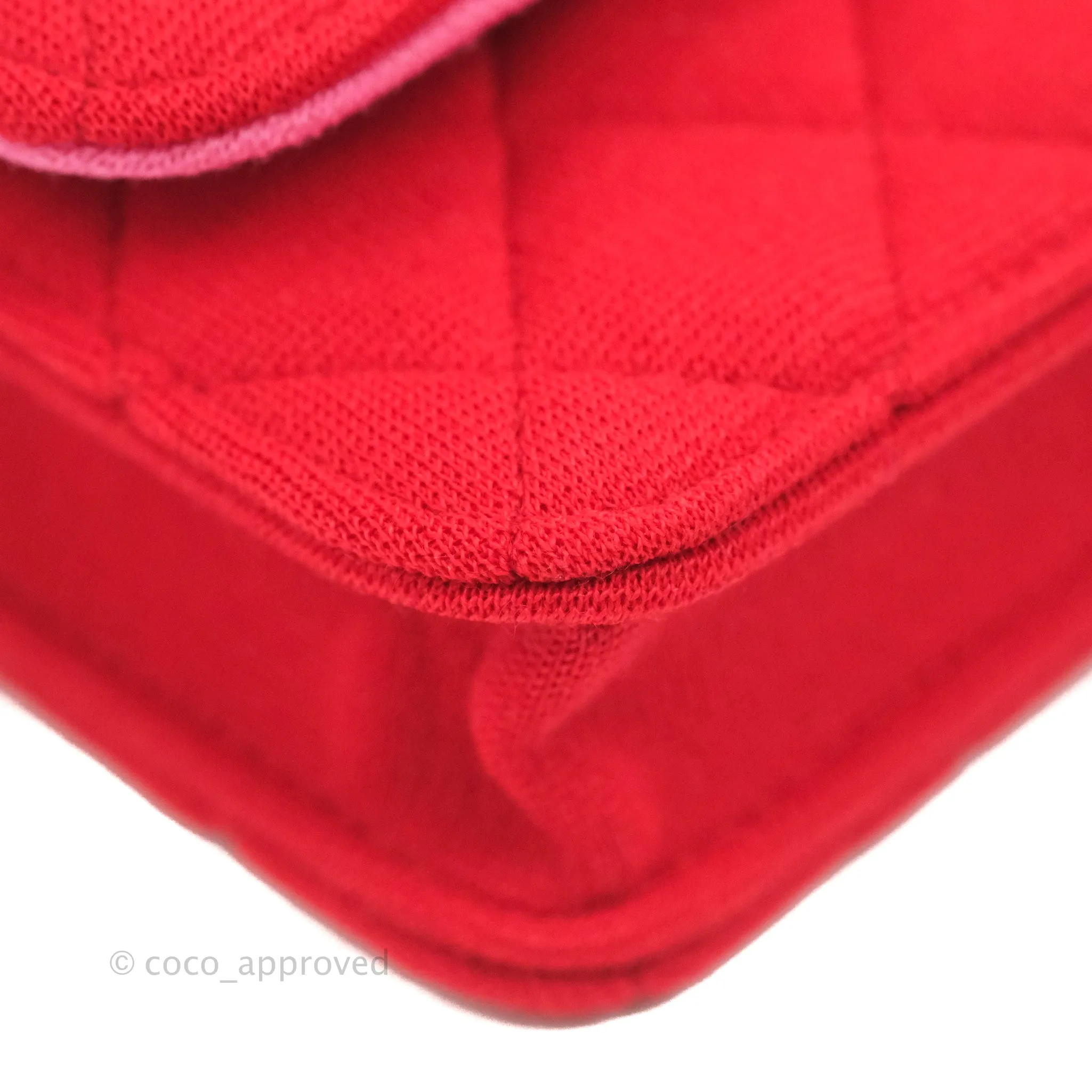 Chanel Mini Clutch With Chain Red Cotton Gold Hardware