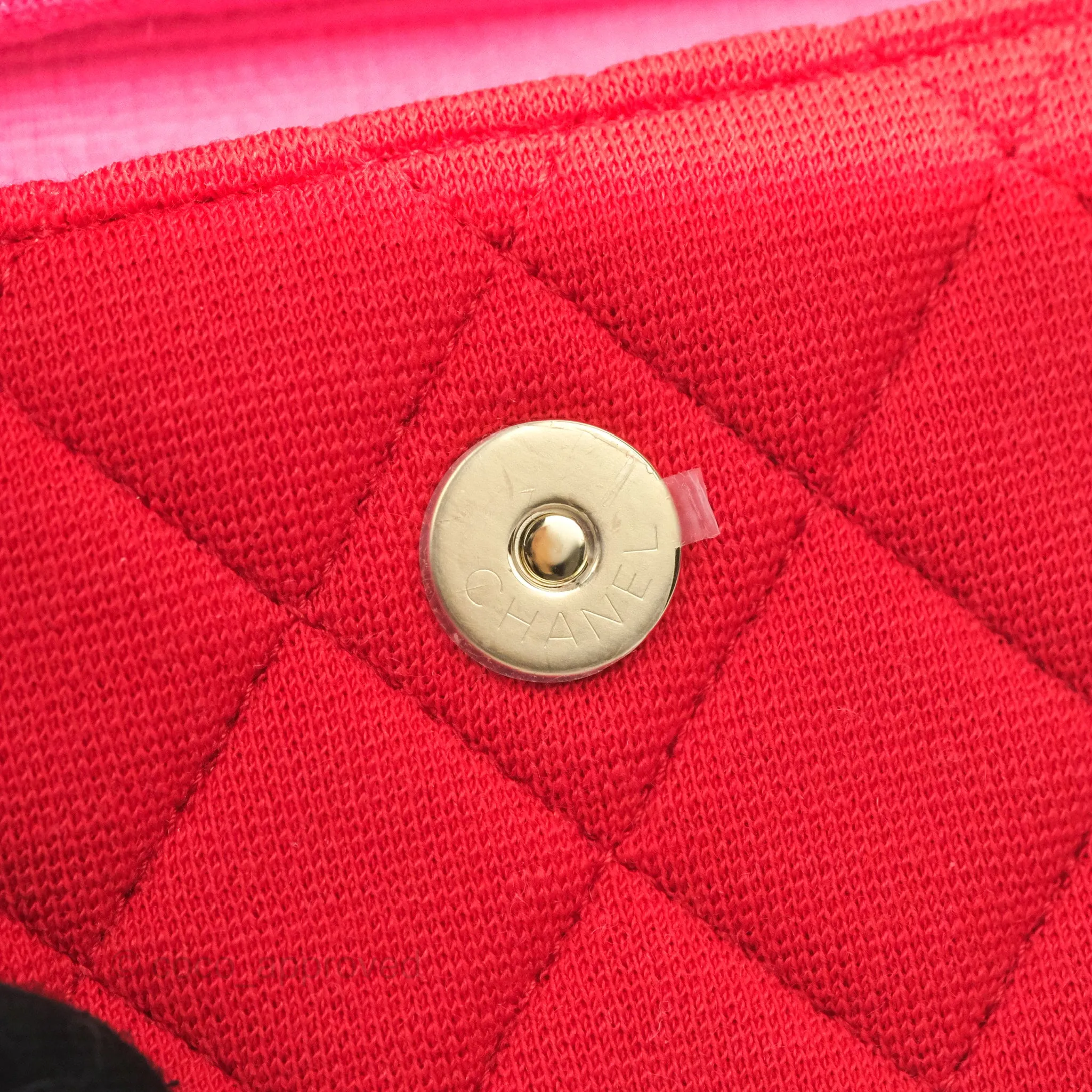 Chanel Mini Clutch With Chain Red Cotton Gold Hardware