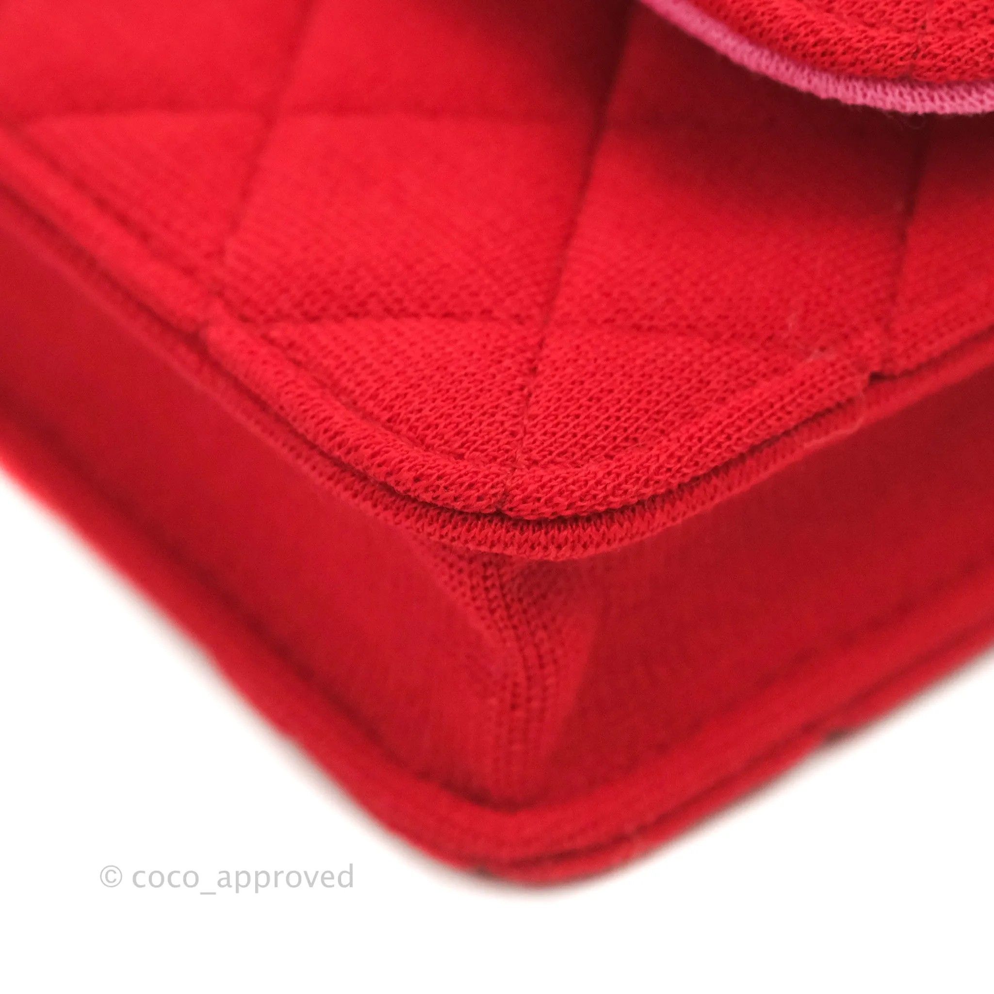 Chanel Mini Clutch With Chain Red Cotton Gold Hardware