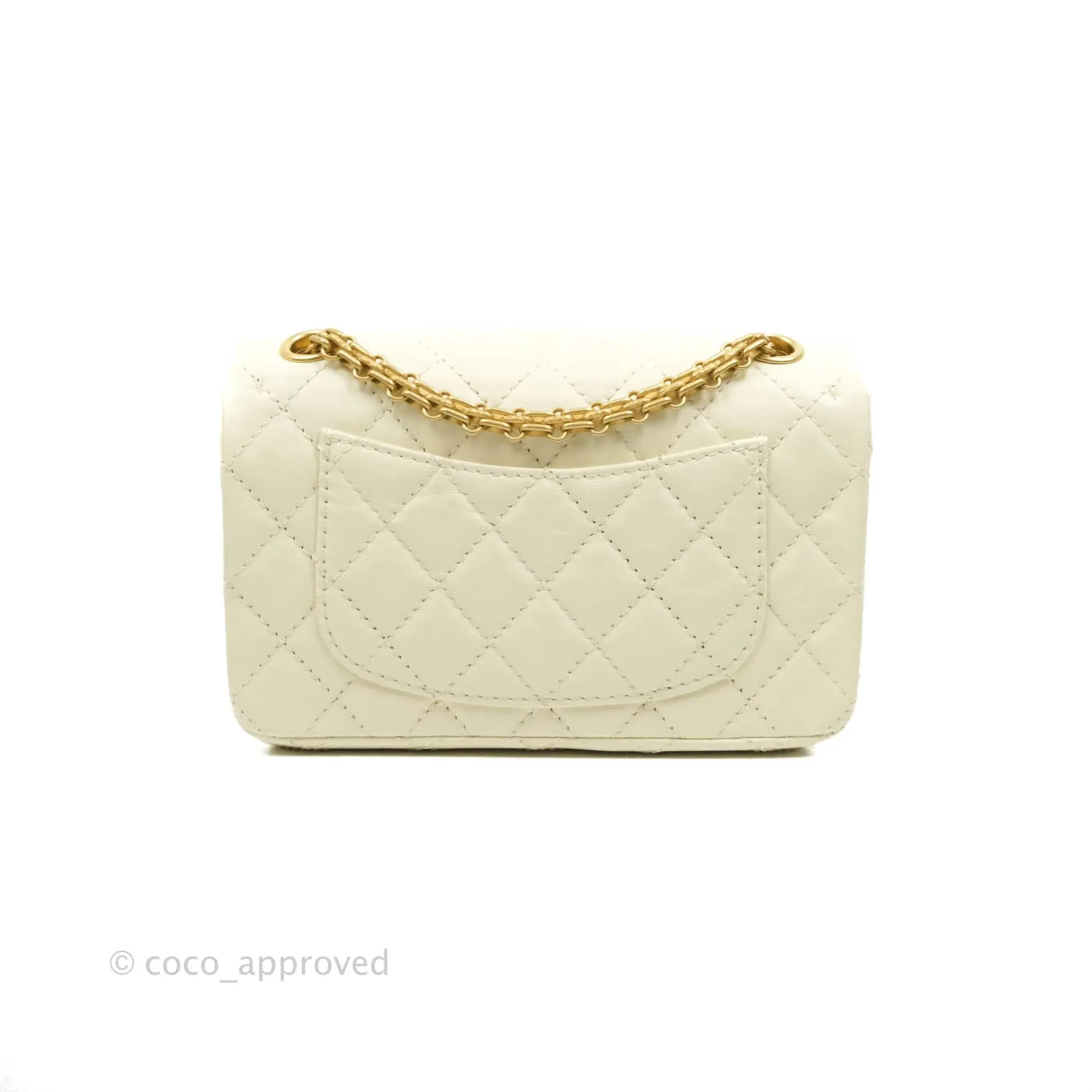 Chanel Mini Reissue 224 White Ivory Aged Calfskin Aged Gold Hardware