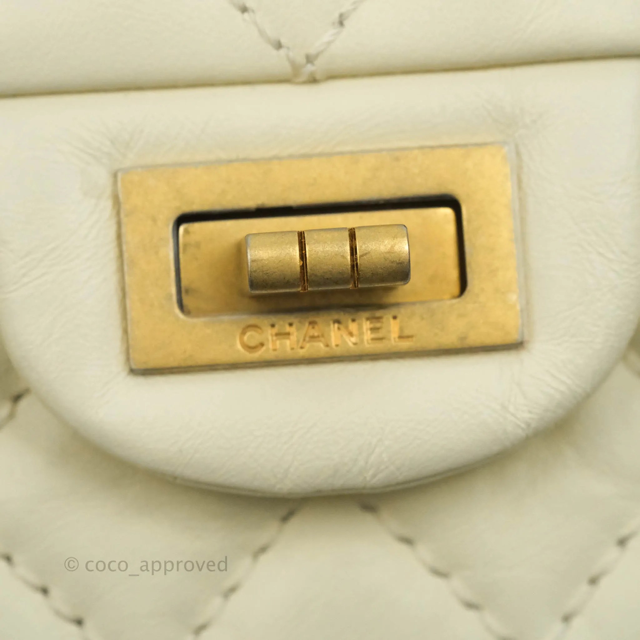 Chanel Mini Reissue 224 White Ivory Aged Calfskin Aged Gold Hardware