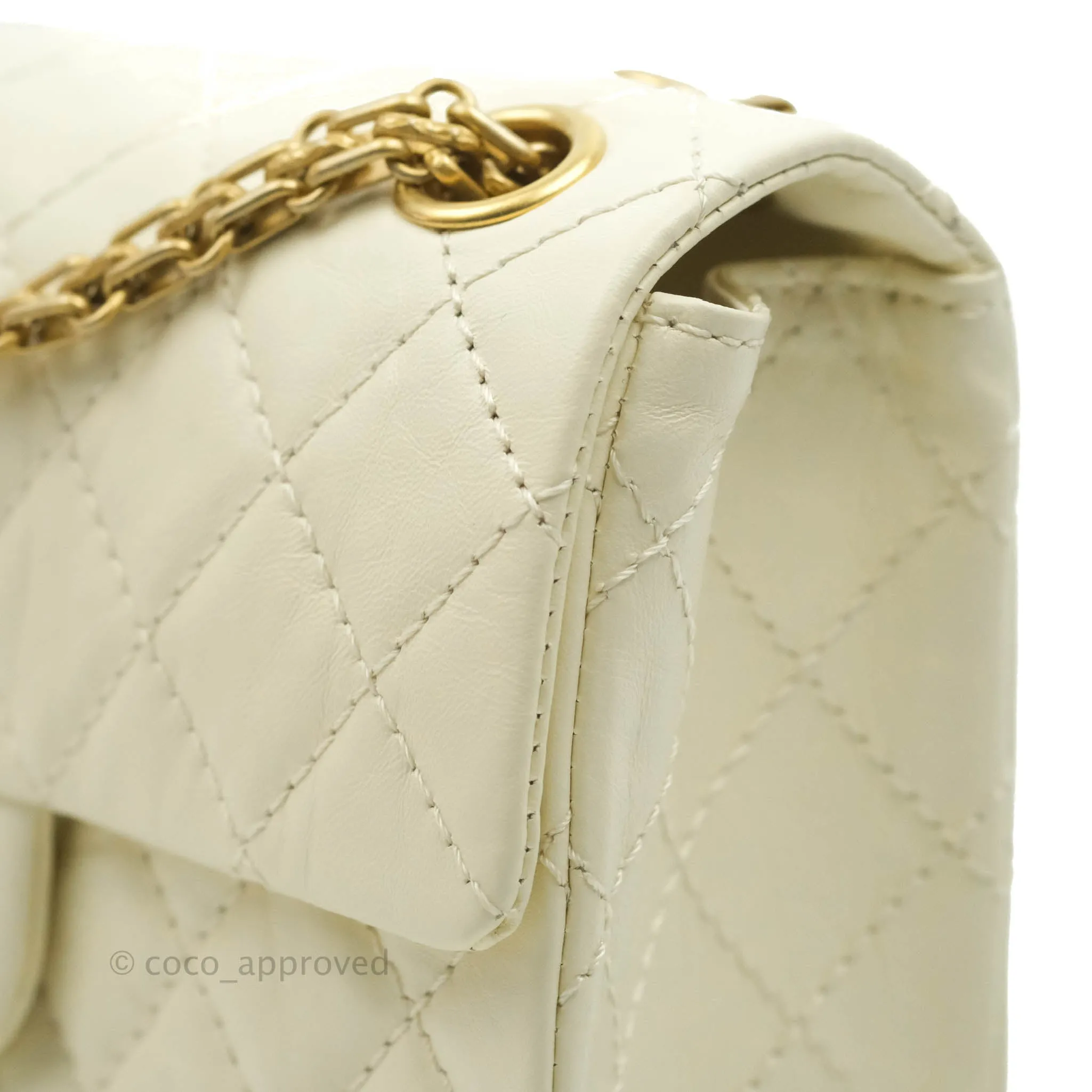 Chanel Mini Reissue 224 White Ivory Aged Calfskin Aged Gold Hardware
