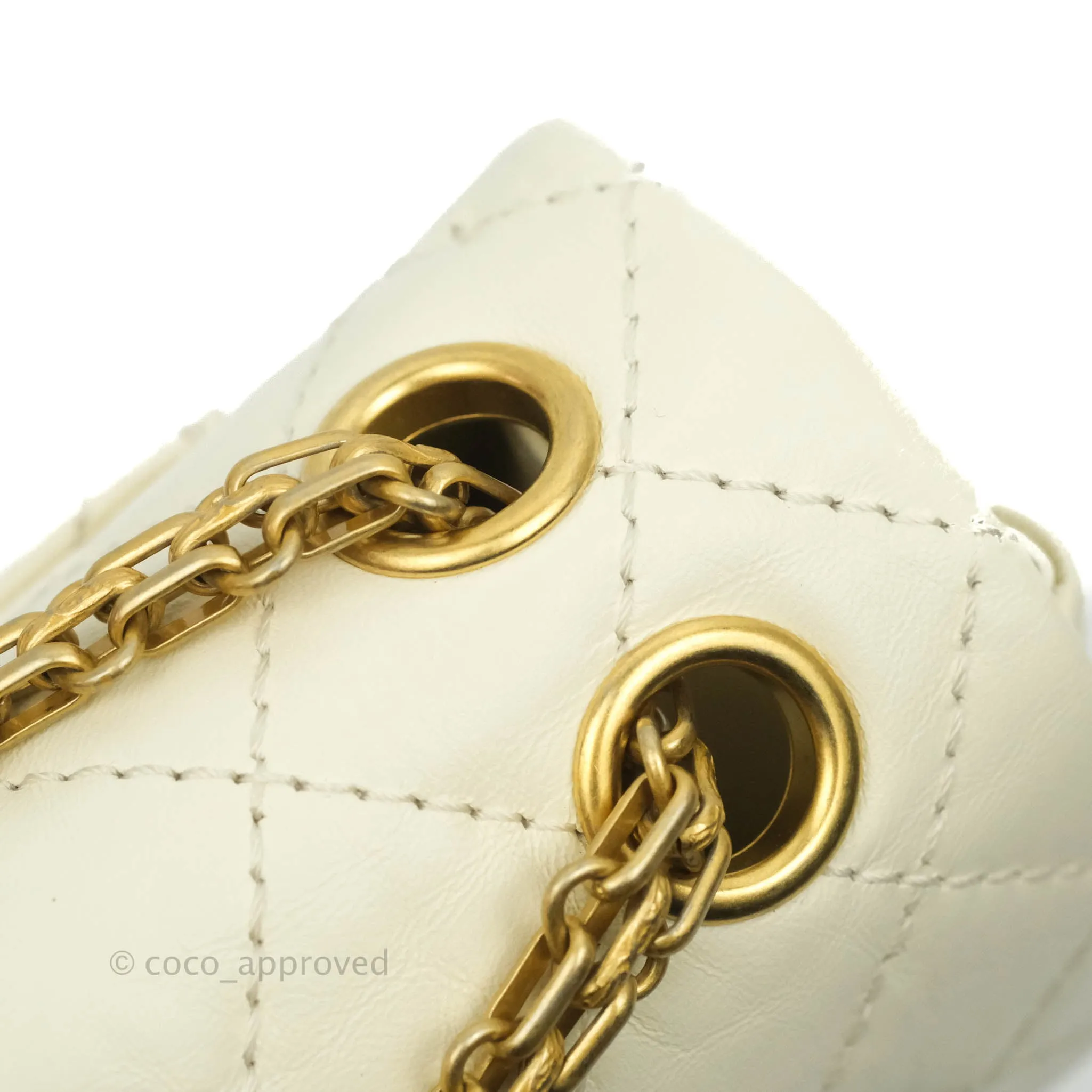 Chanel Mini Reissue 224 White Ivory Aged Calfskin Aged Gold Hardware