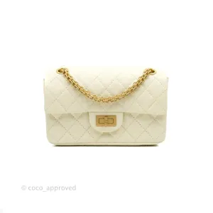 Chanel Mini Reissue 224 White Ivory Aged Calfskin Aged Gold Hardware