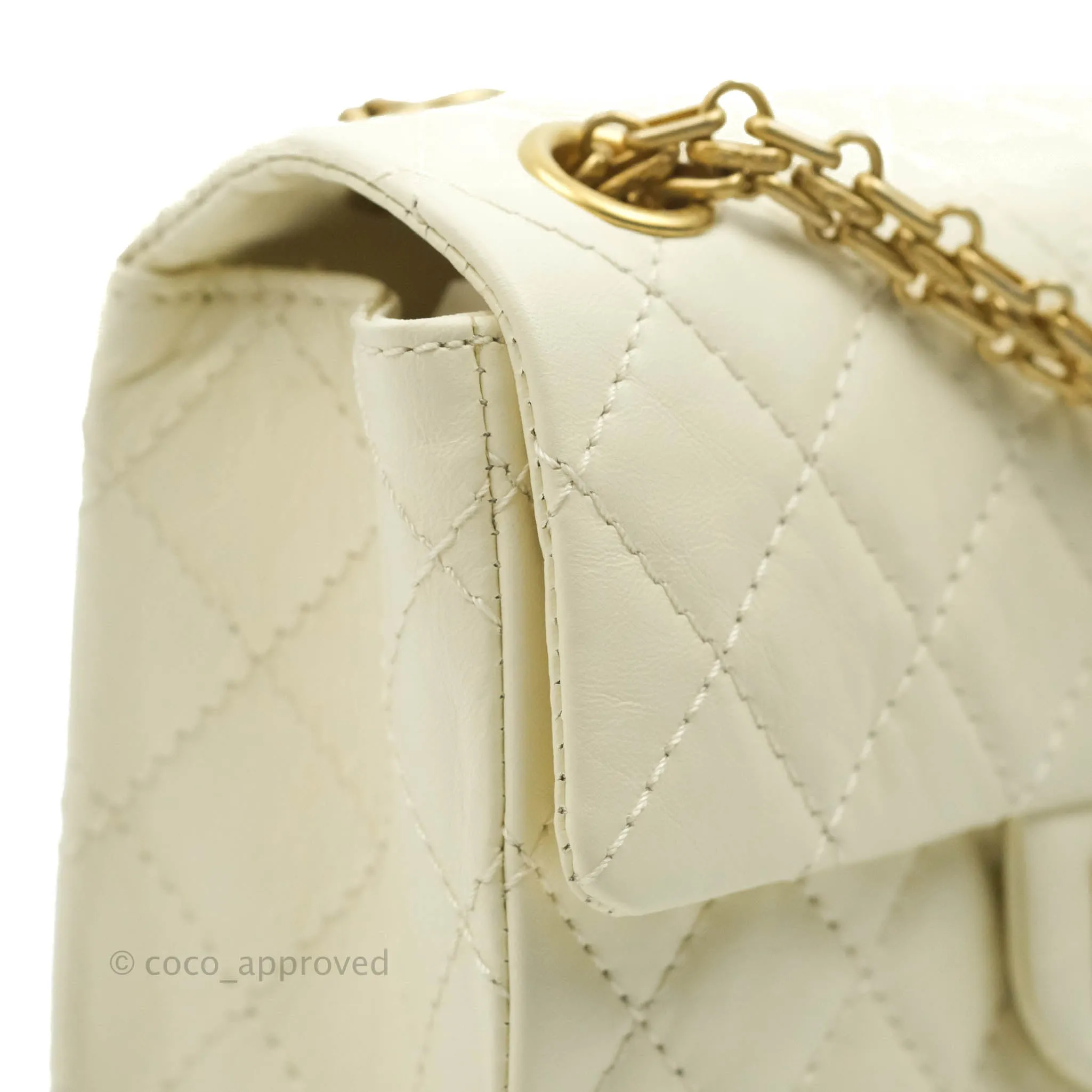 Chanel Mini Reissue 224 White Ivory Aged Calfskin Aged Gold Hardware