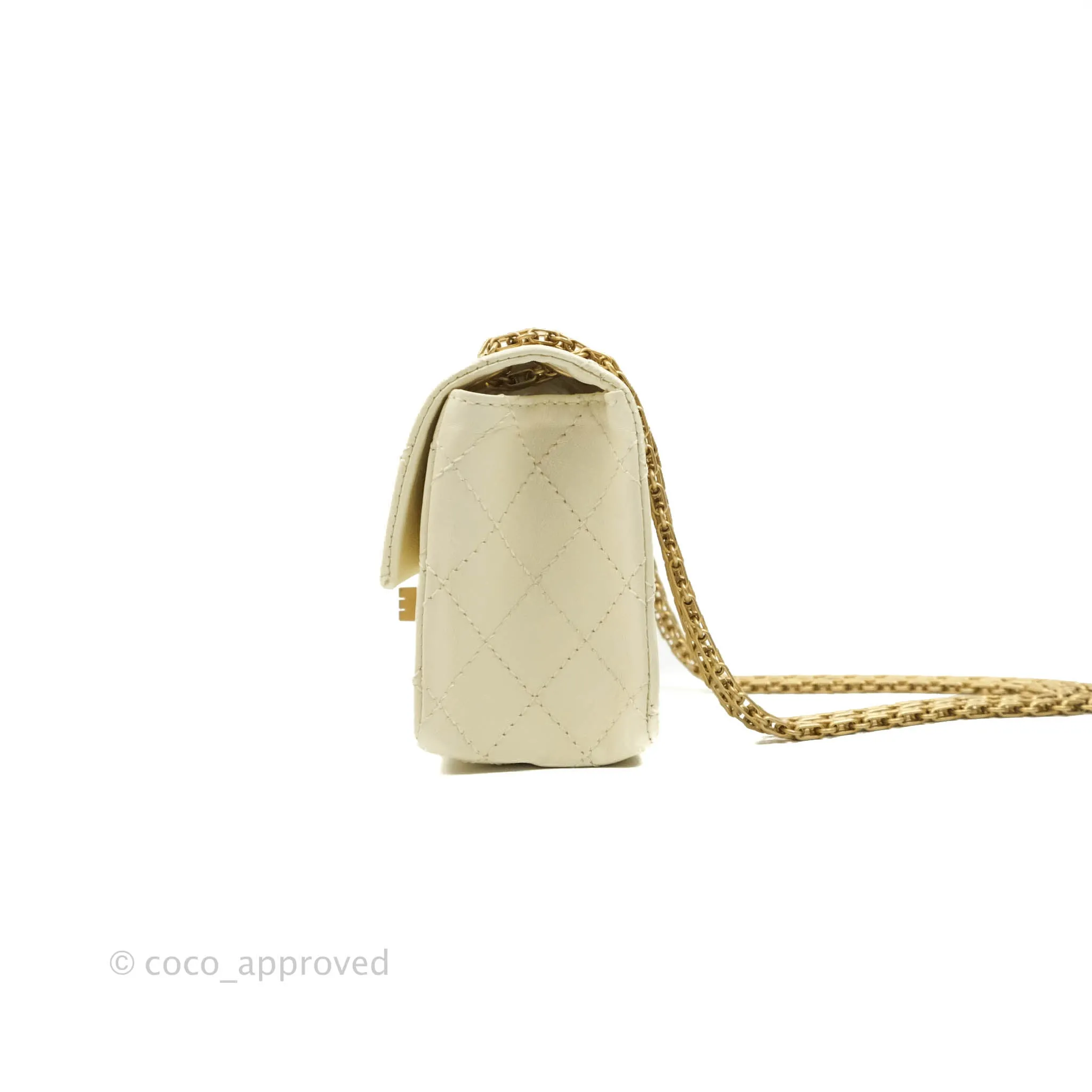 Chanel Mini Reissue 224 White Ivory Aged Calfskin Aged Gold Hardware