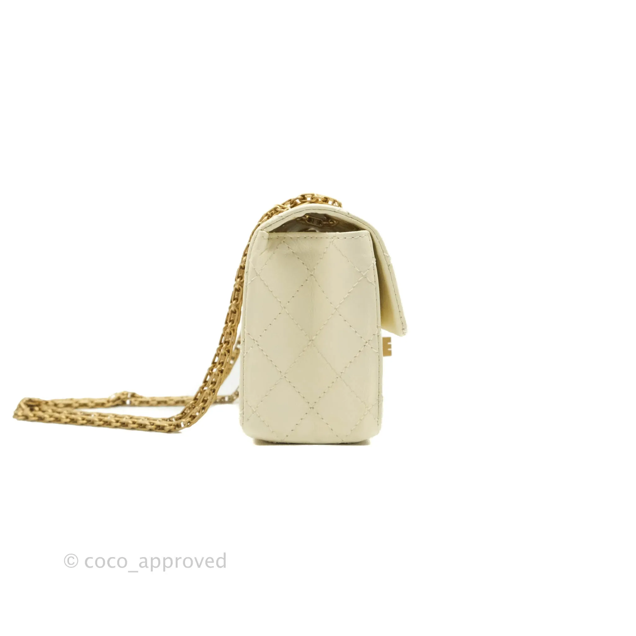 Chanel Mini Reissue 224 White Ivory Aged Calfskin Aged Gold Hardware