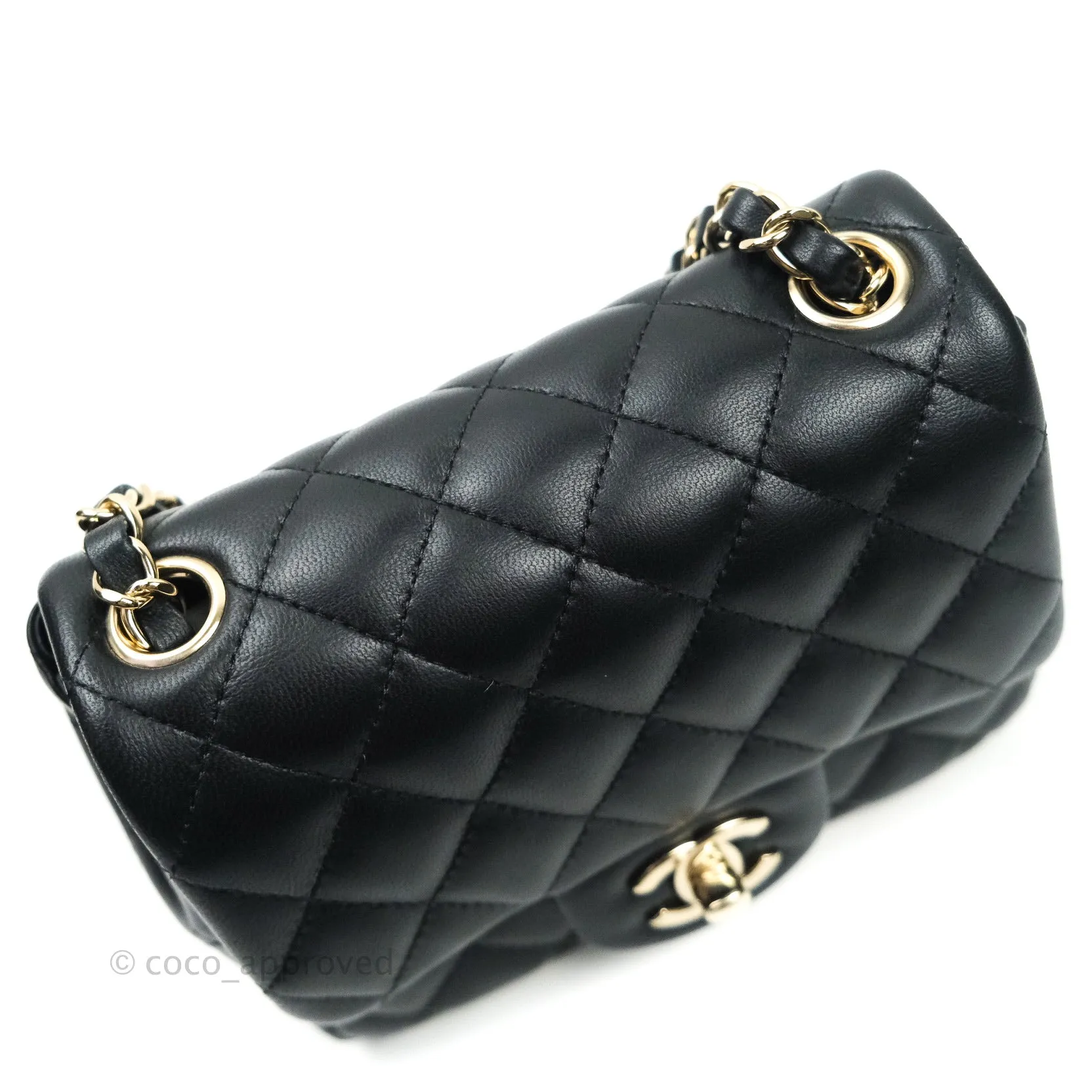 Chanel Mini Square Black Lambskin Gold Hardware