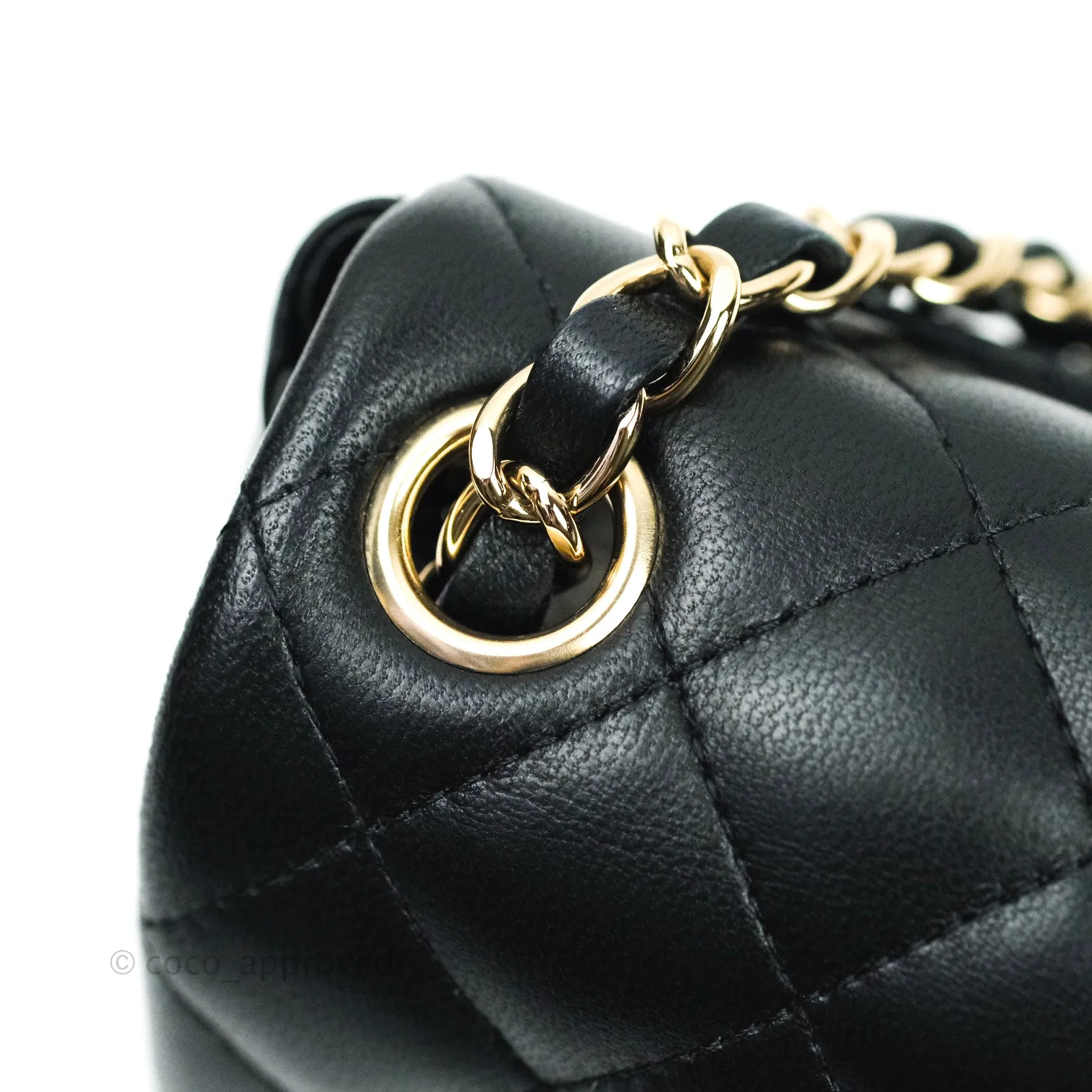 Chanel Mini Square Black Lambskin Gold Hardware
