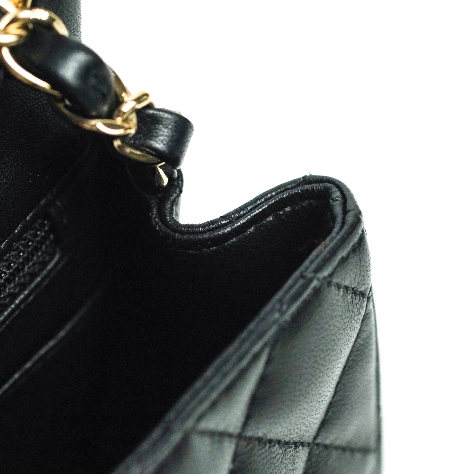 Chanel Mini Square Black Lambskin Gold Hardware