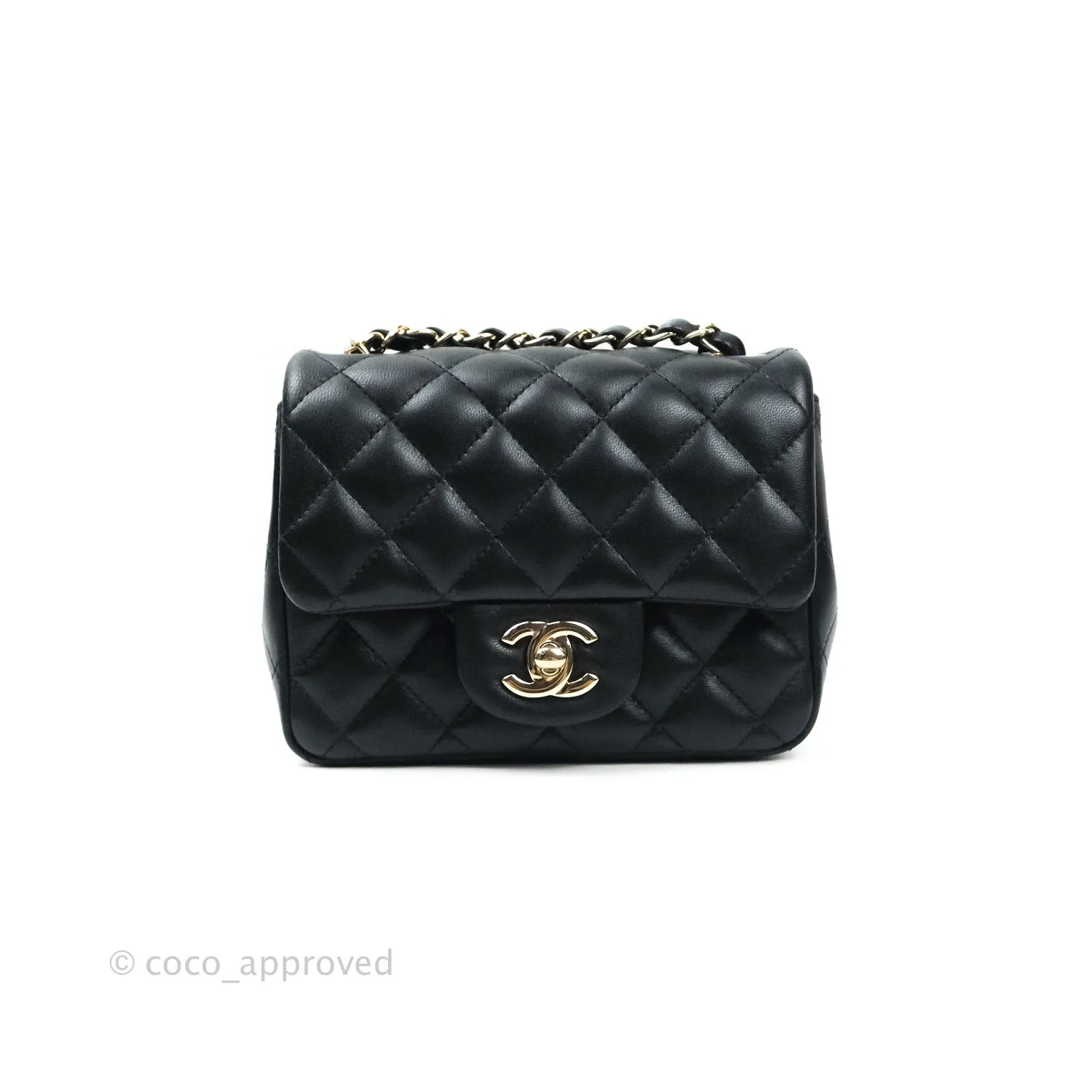Chanel Mini Square Black Lambskin Gold Hardware