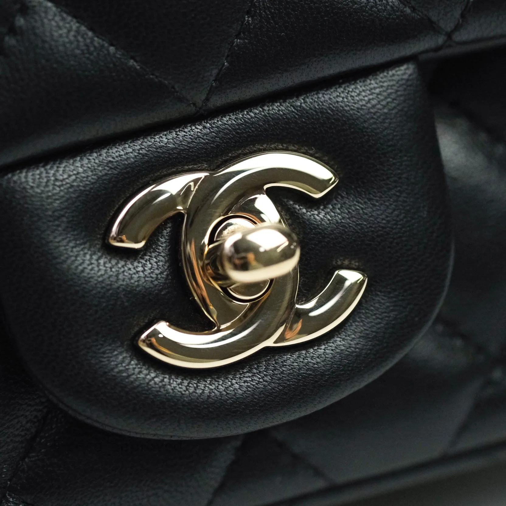 Chanel Mini Square Black Lambskin Gold Hardware