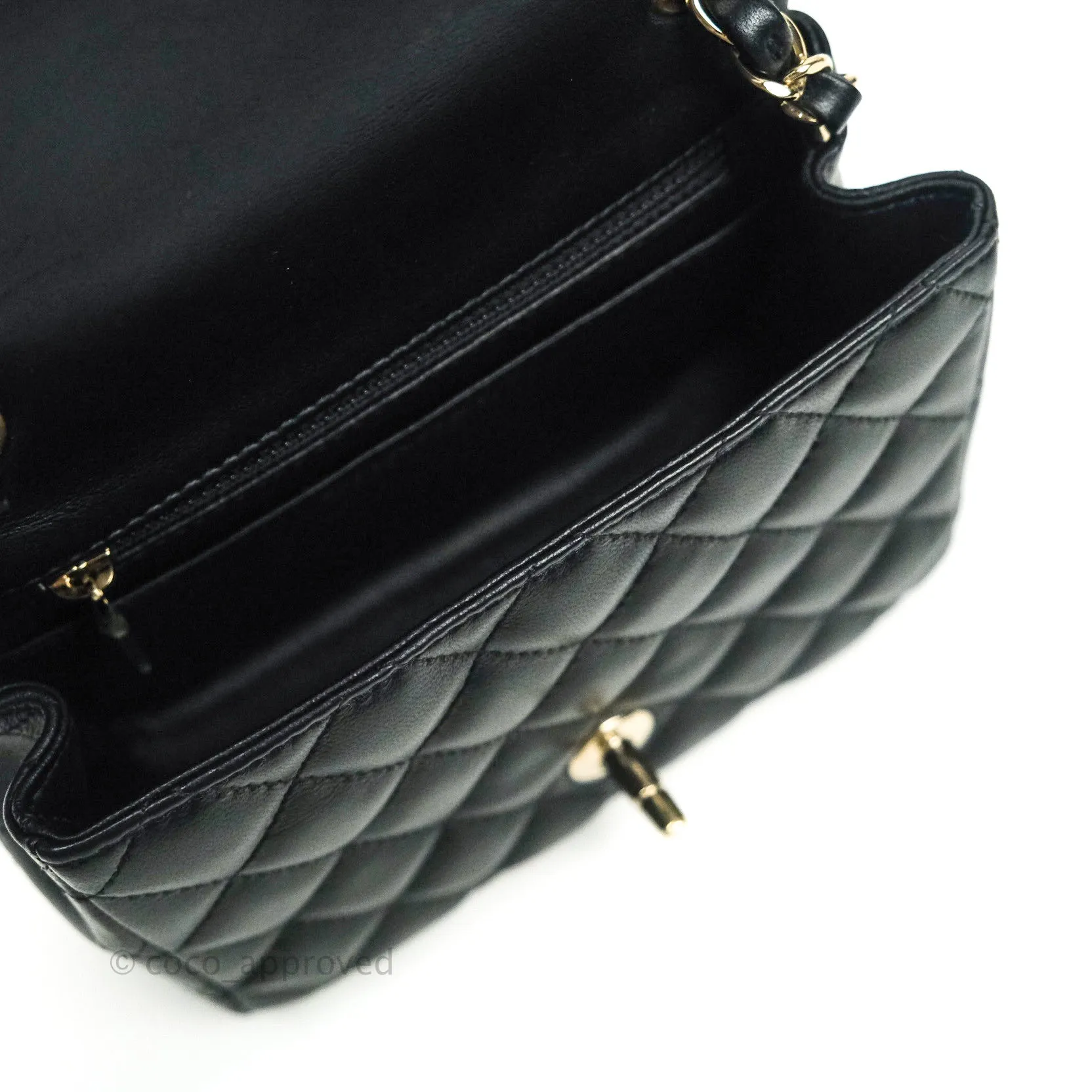 Chanel Mini Square Black Lambskin Gold Hardware