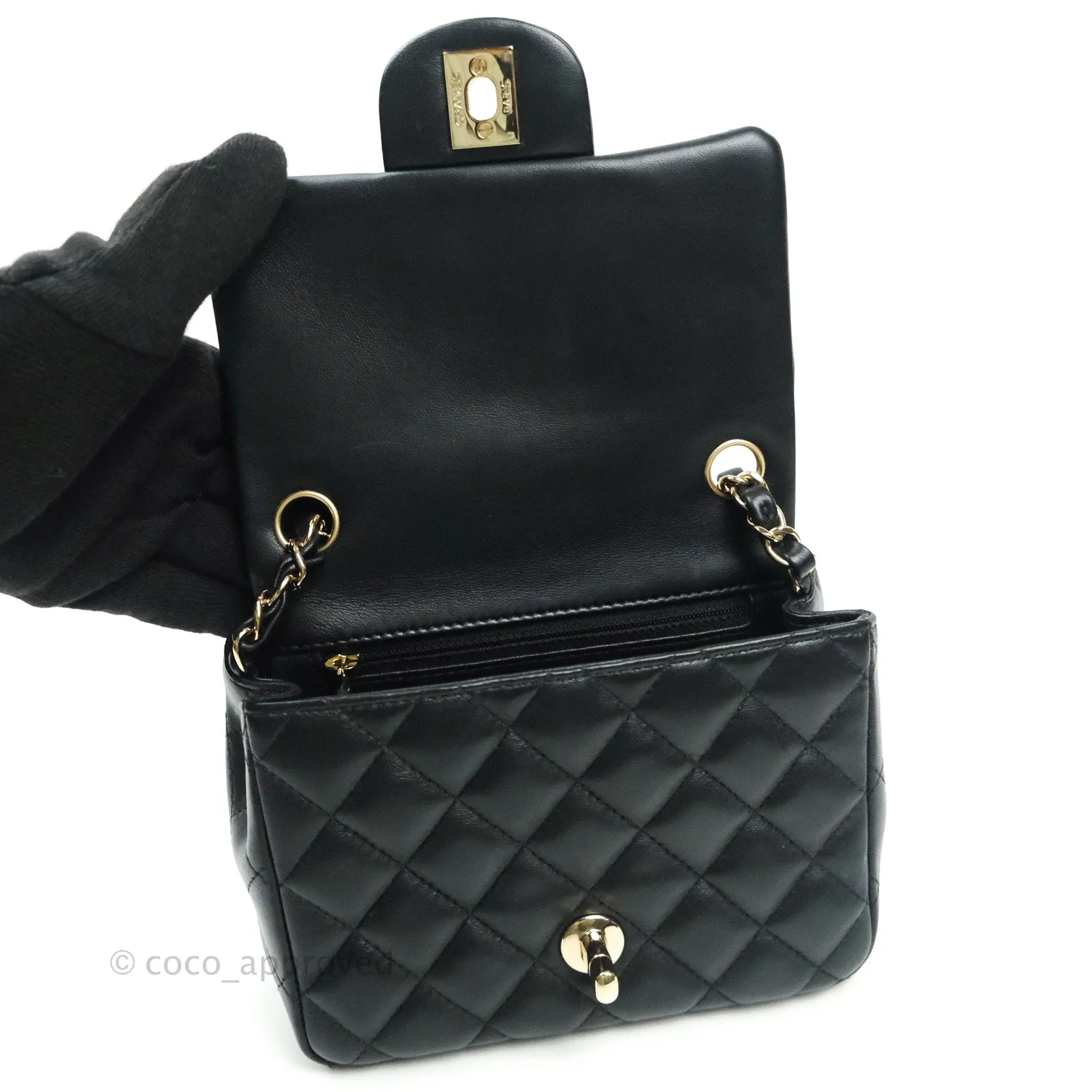 Chanel Mini Square Black Lambskin Gold Hardware