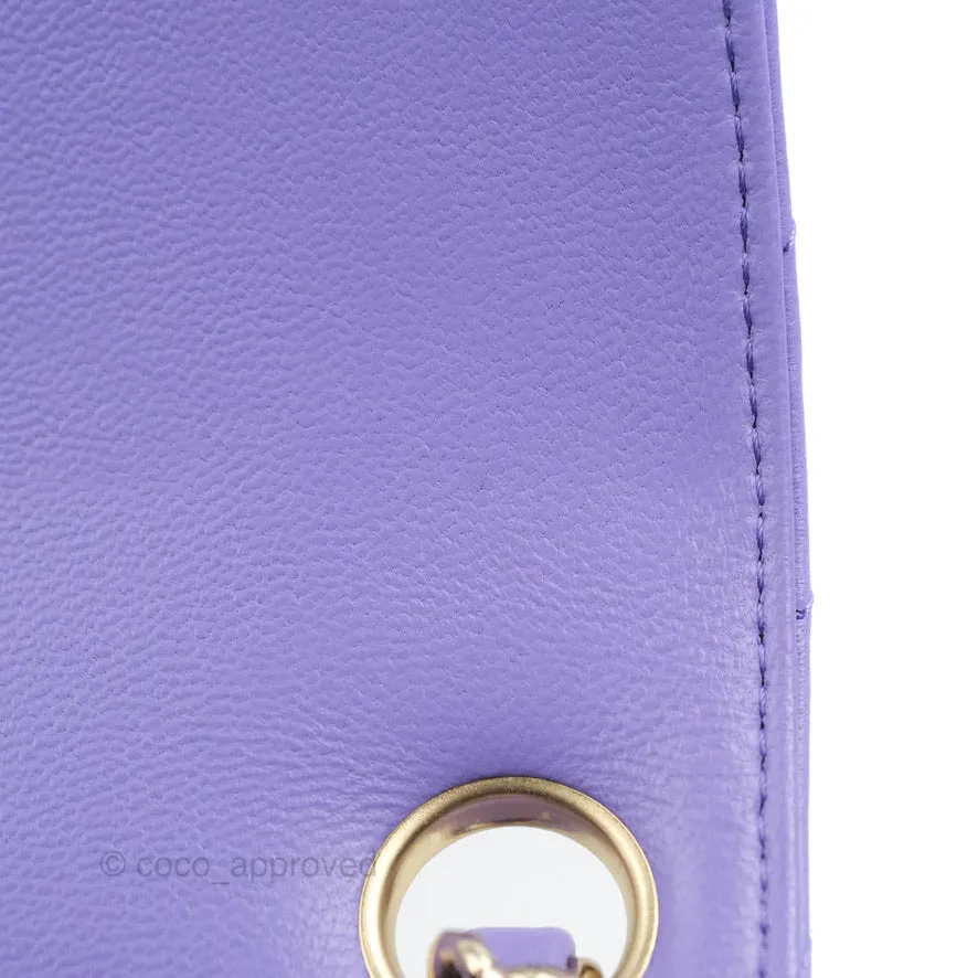 Chanel Mini Square Chevron Purple Lambskin Gold Hardware