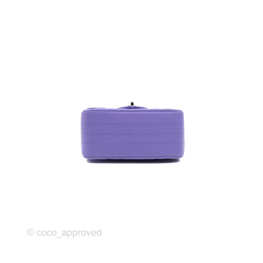 Chanel Mini Square Chevron Purple Lambskin Gold Hardware