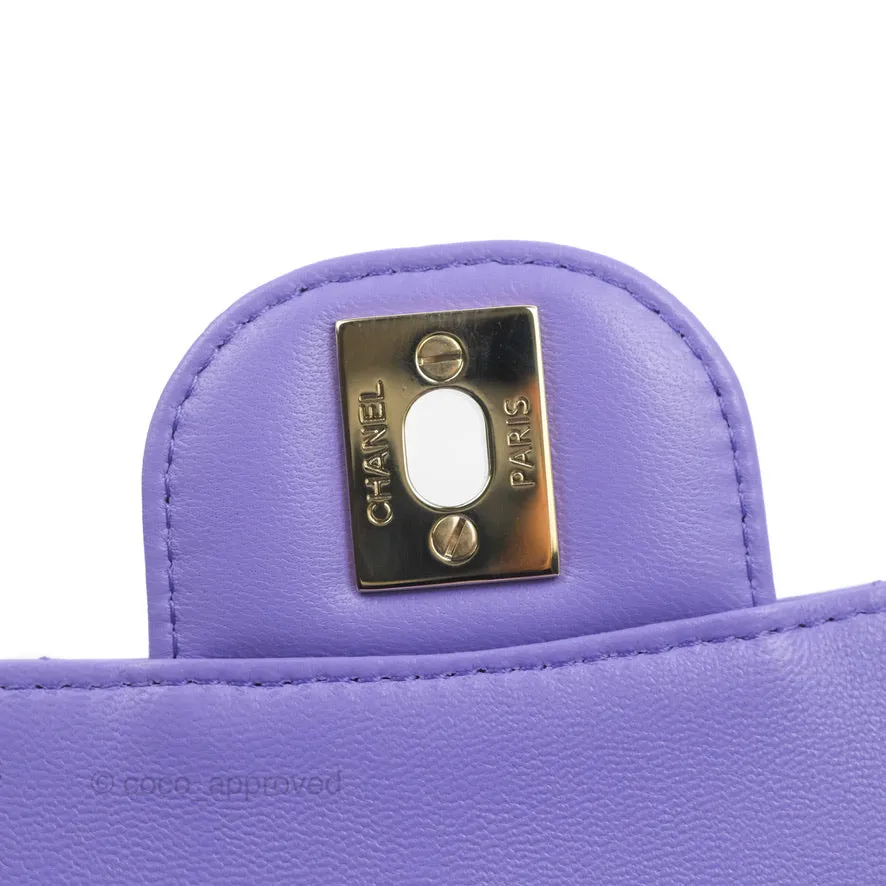 Chanel Mini Square Chevron Purple Lambskin Gold Hardware