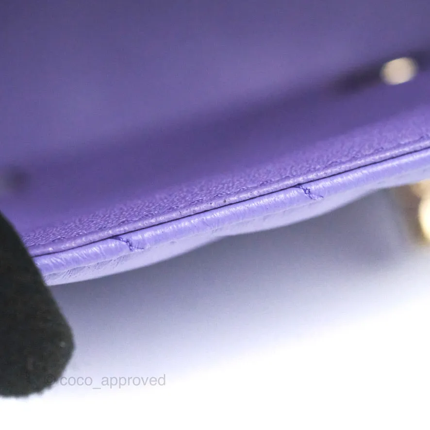 Chanel Mini Square Chevron Purple Lambskin Gold Hardware