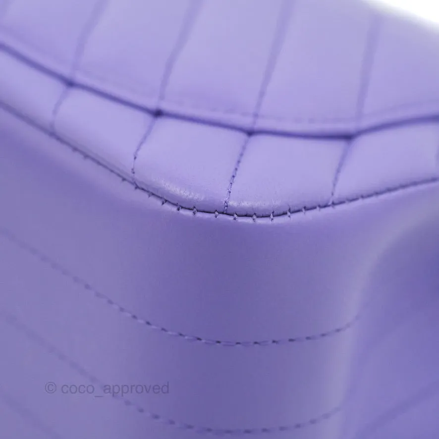 Chanel Mini Square Chevron Purple Lambskin Gold Hardware