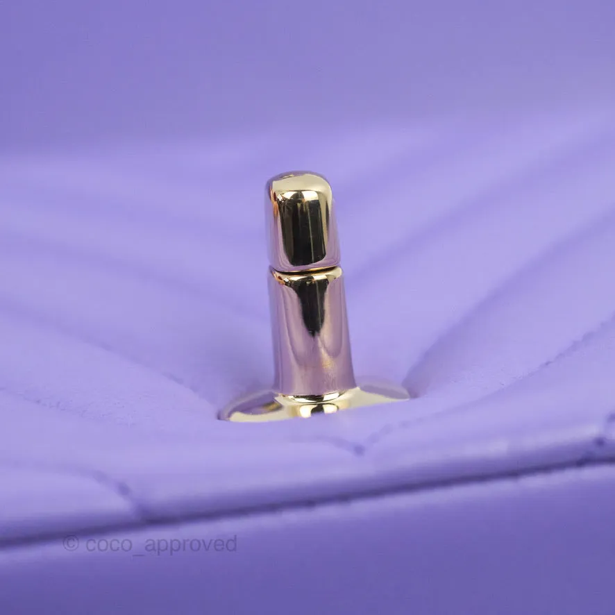 Chanel Mini Square Chevron Purple Lambskin Gold Hardware