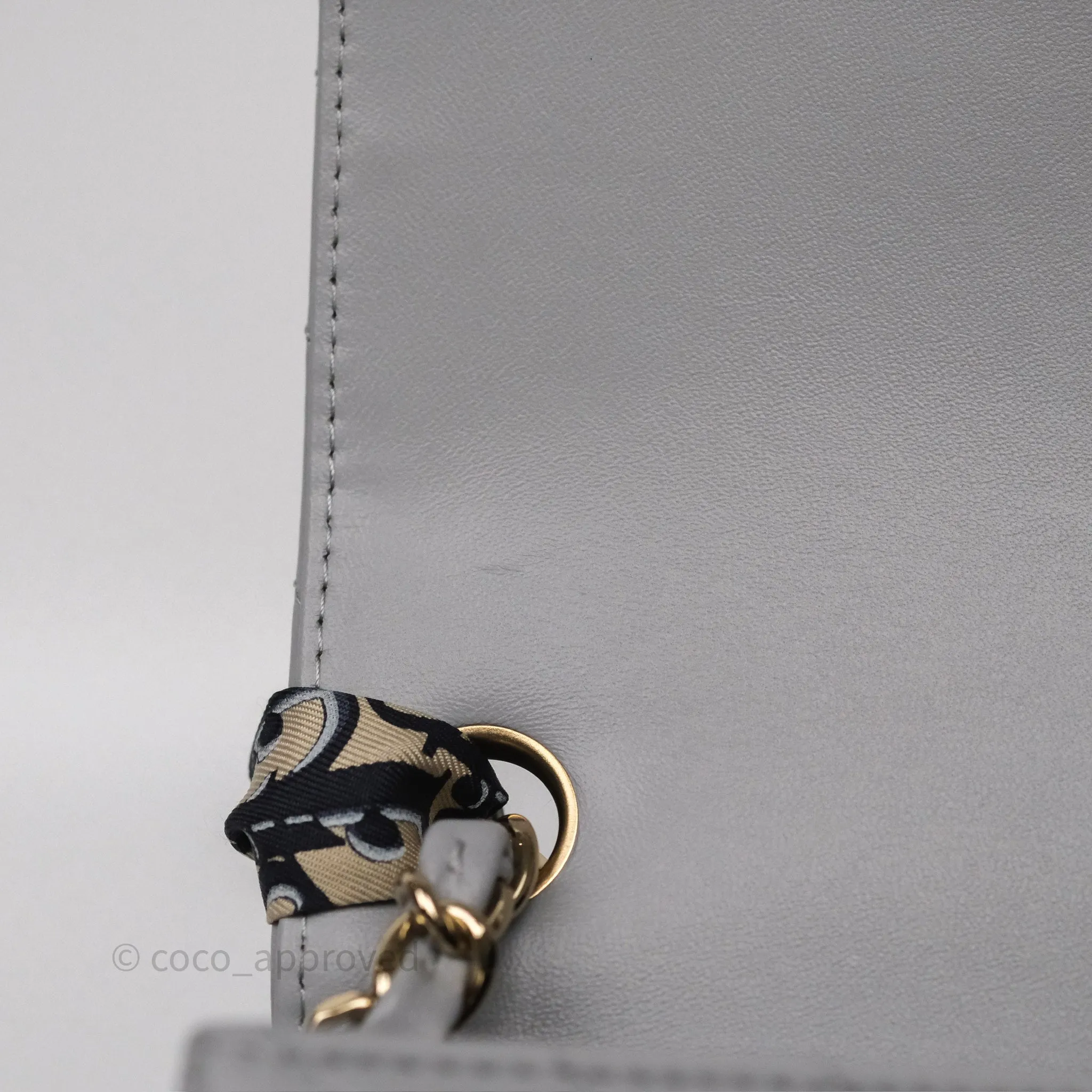 Chanel Mini Square Flap Chevron Grey Lambskin Gold Hardware