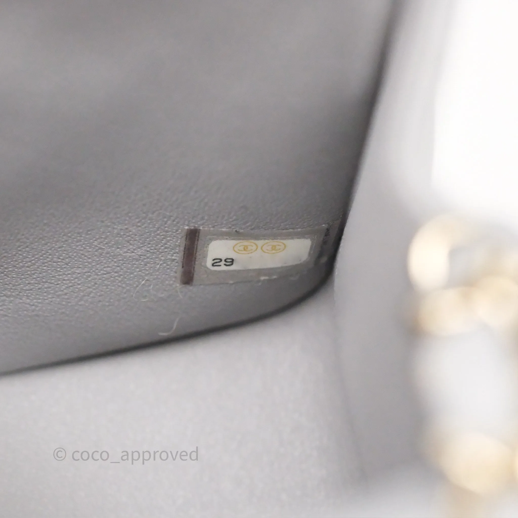 Chanel Mini Square Flap Chevron Grey Lambskin Gold Hardware