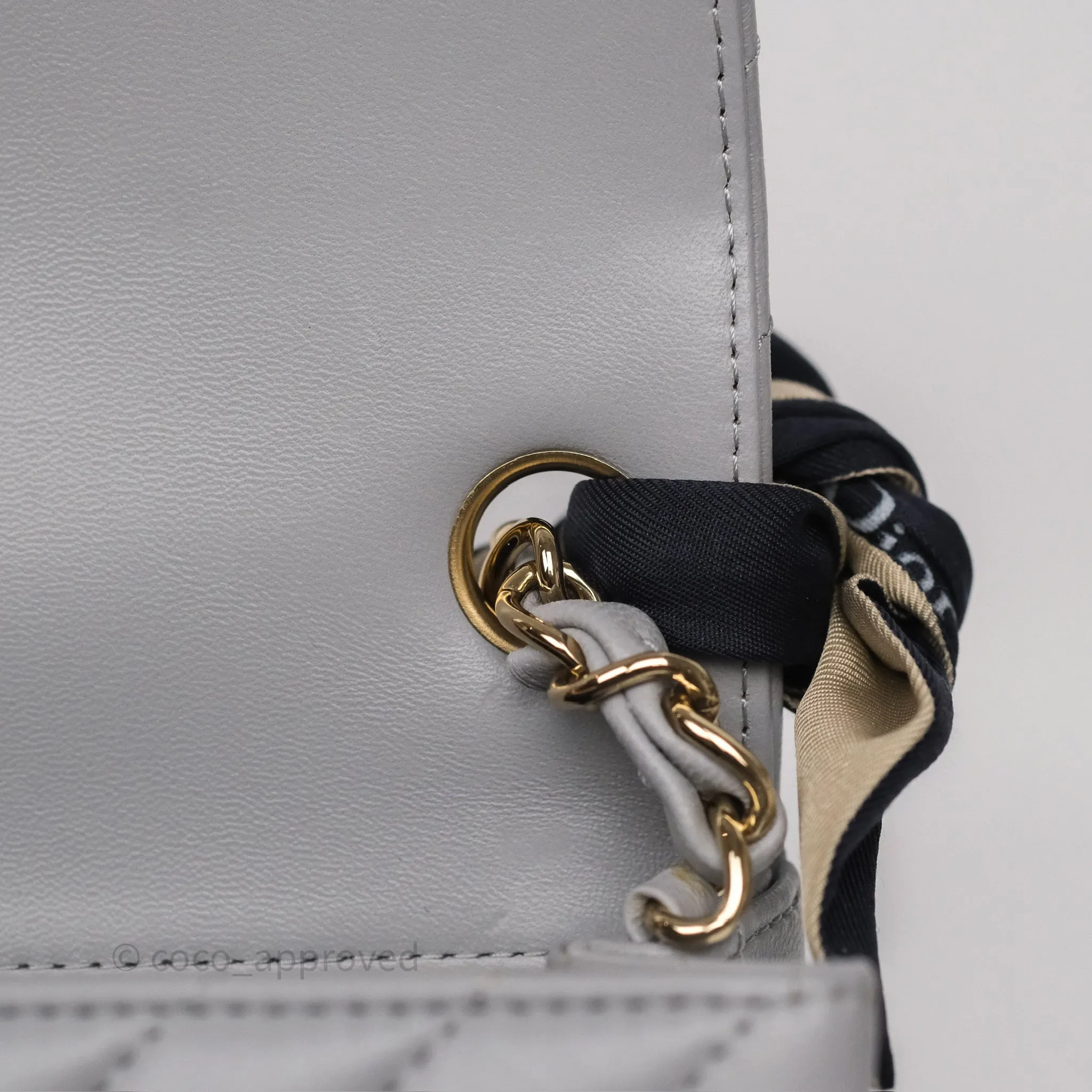 Chanel Mini Square Flap Chevron Grey Lambskin Gold Hardware