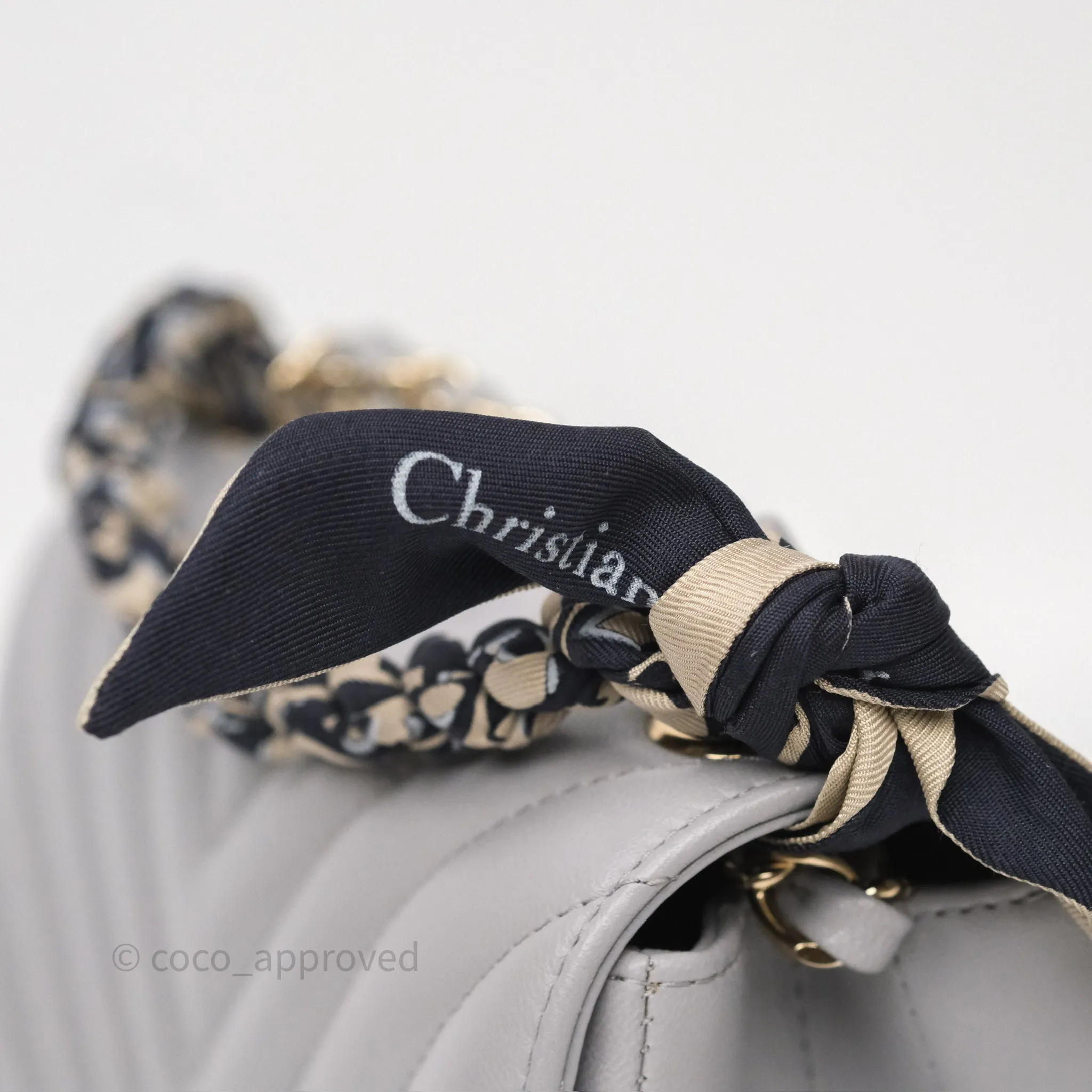 Chanel Mini Square Flap Chevron Grey Lambskin Gold Hardware