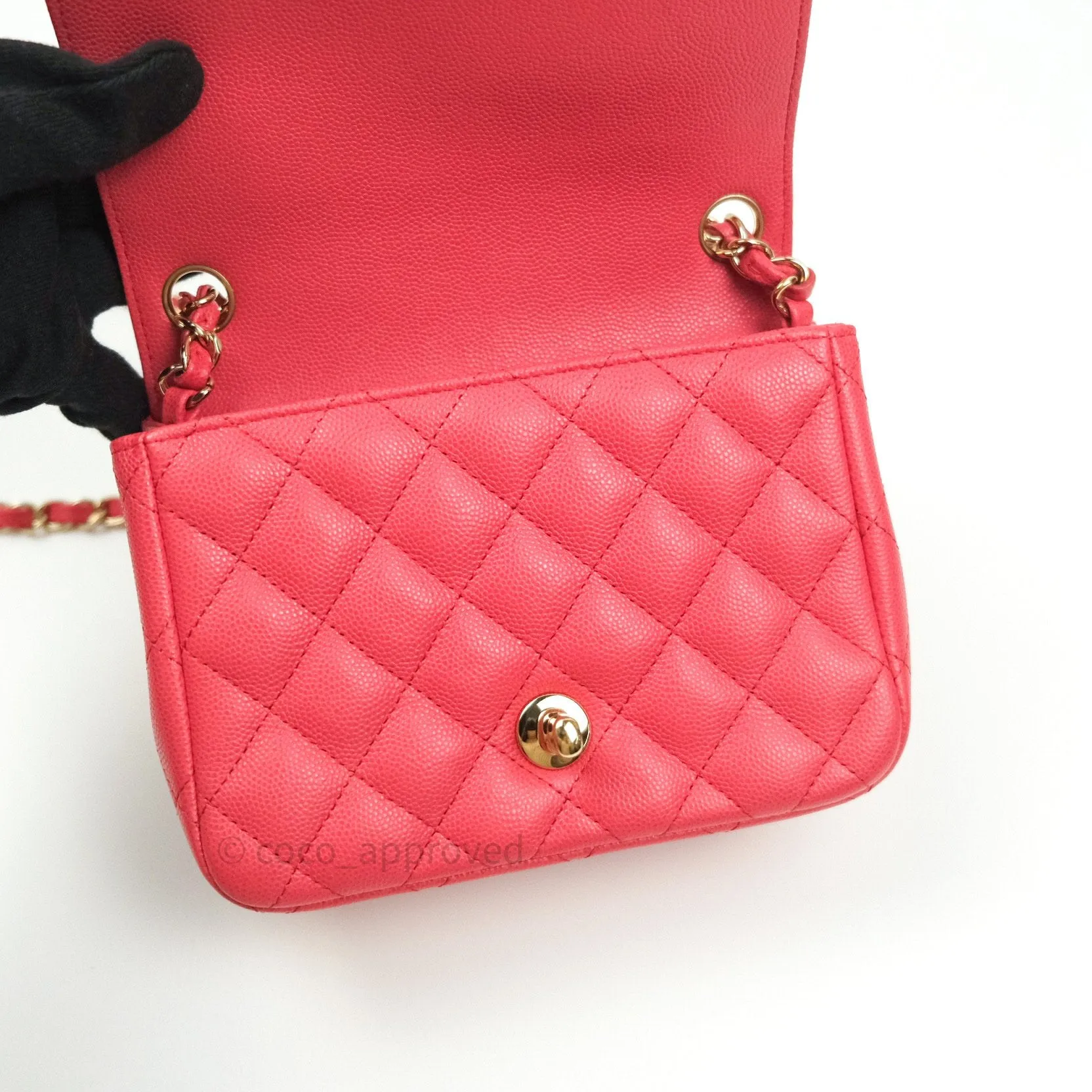 Chanel Mini Square Pink Caviar Gold Hardware 17C