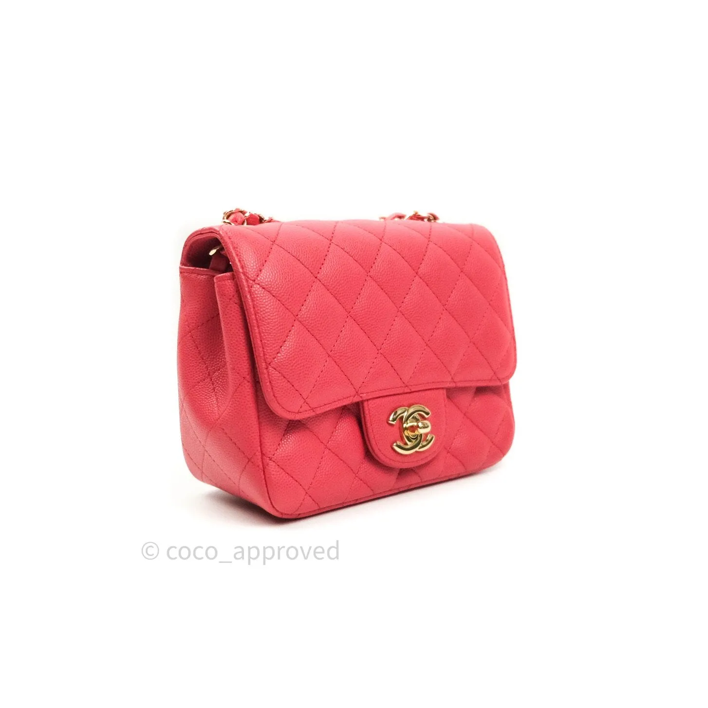 Chanel Mini Square Pink Caviar Gold Hardware 17C