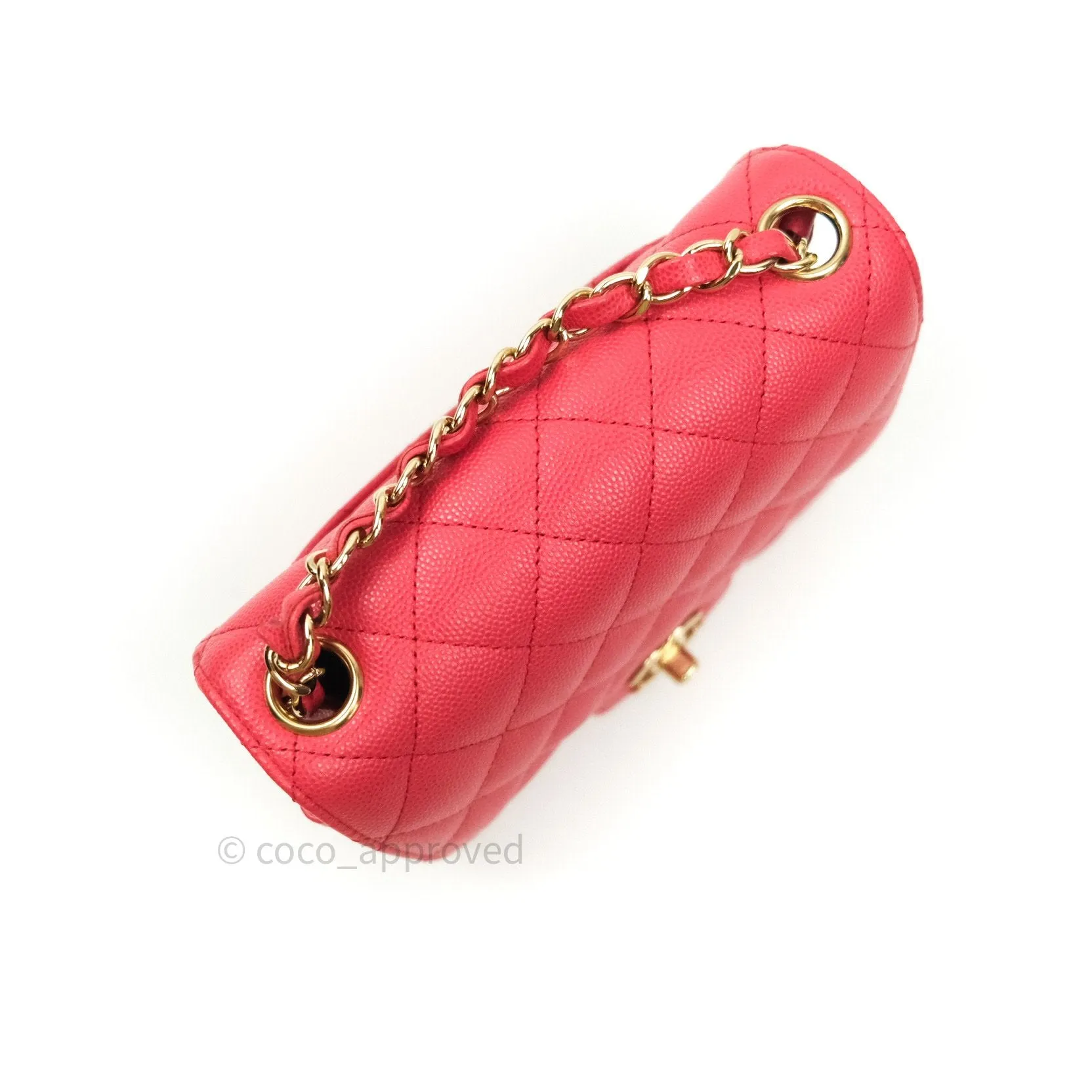 Chanel Mini Square Pink Caviar Gold Hardware 17C