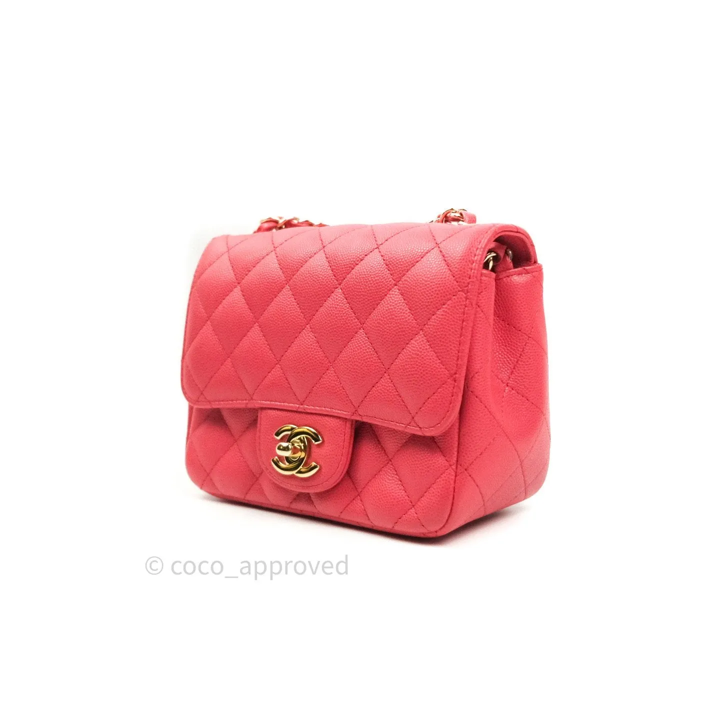 Chanel Mini Square Pink Caviar Gold Hardware 17C