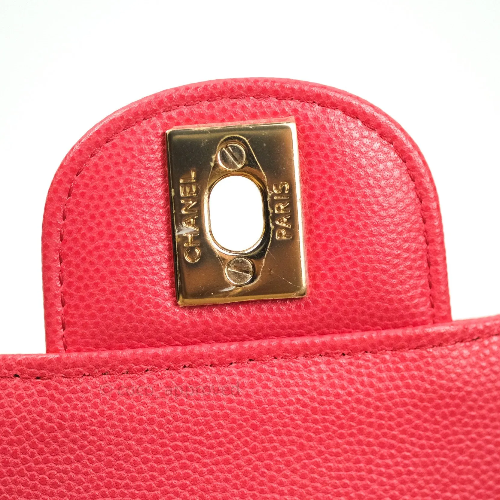 Chanel Mini Square Pink Caviar Gold Hardware 17C