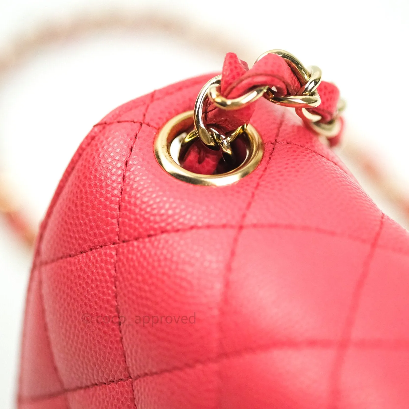 Chanel Mini Square Pink Caviar Gold Hardware 17C