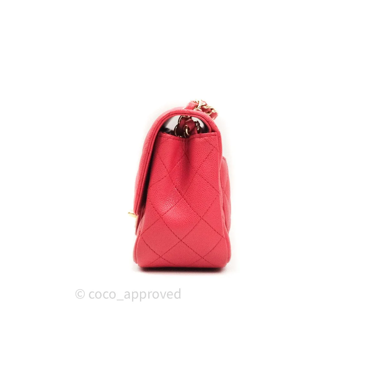 Chanel Mini Square Pink Caviar Gold Hardware 17C