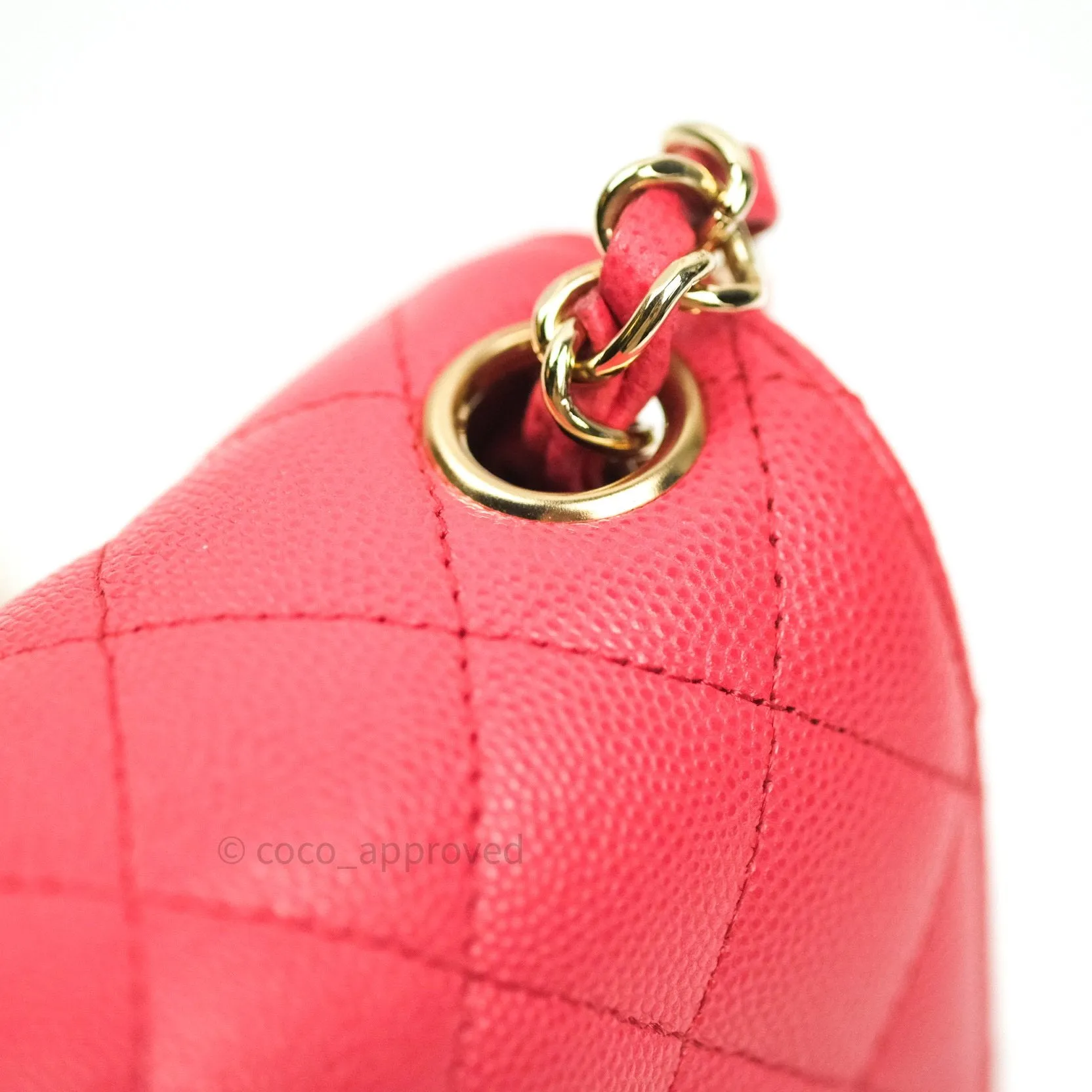 Chanel Mini Square Pink Caviar Gold Hardware 17C