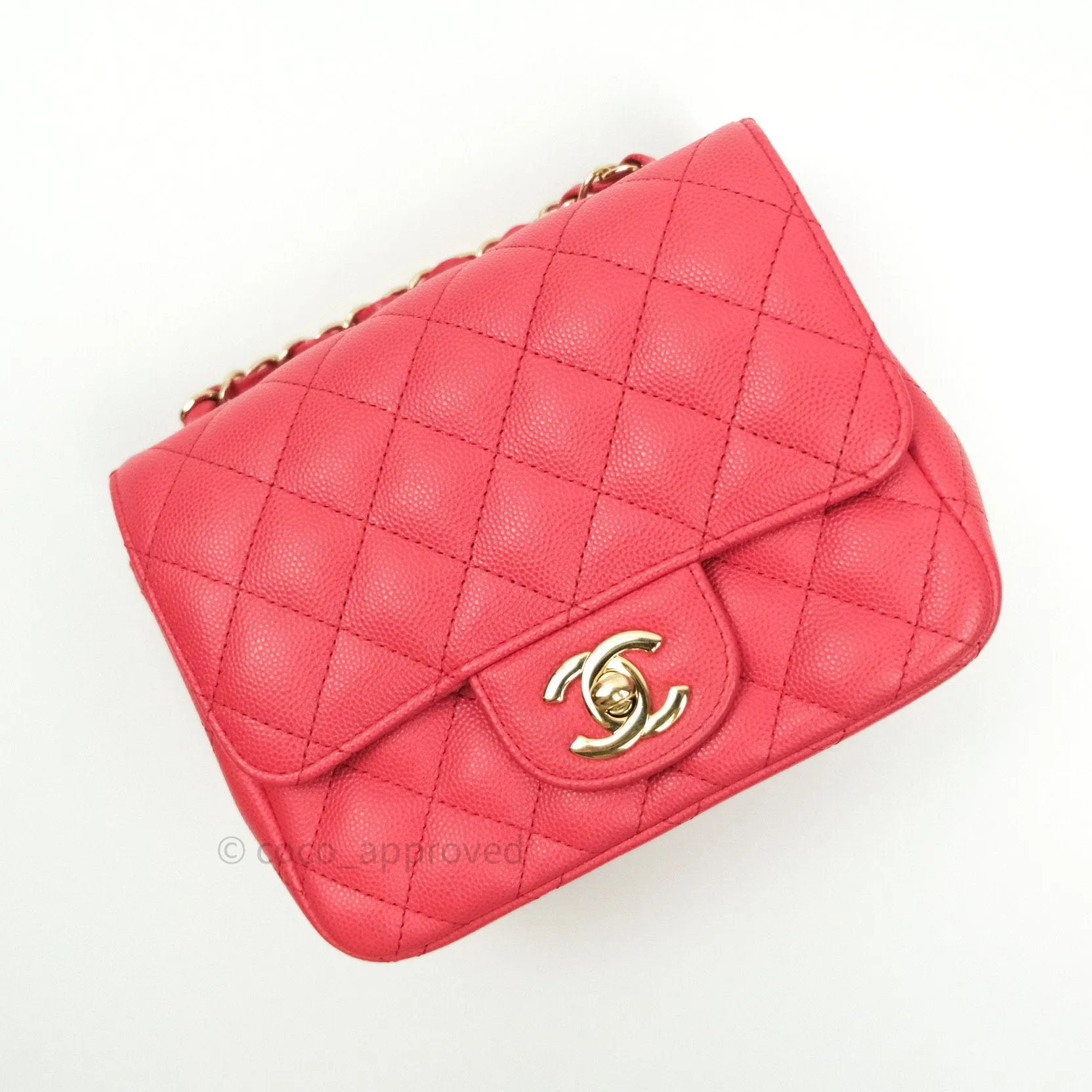 Chanel Mini Square Pink Caviar Gold Hardware 17C