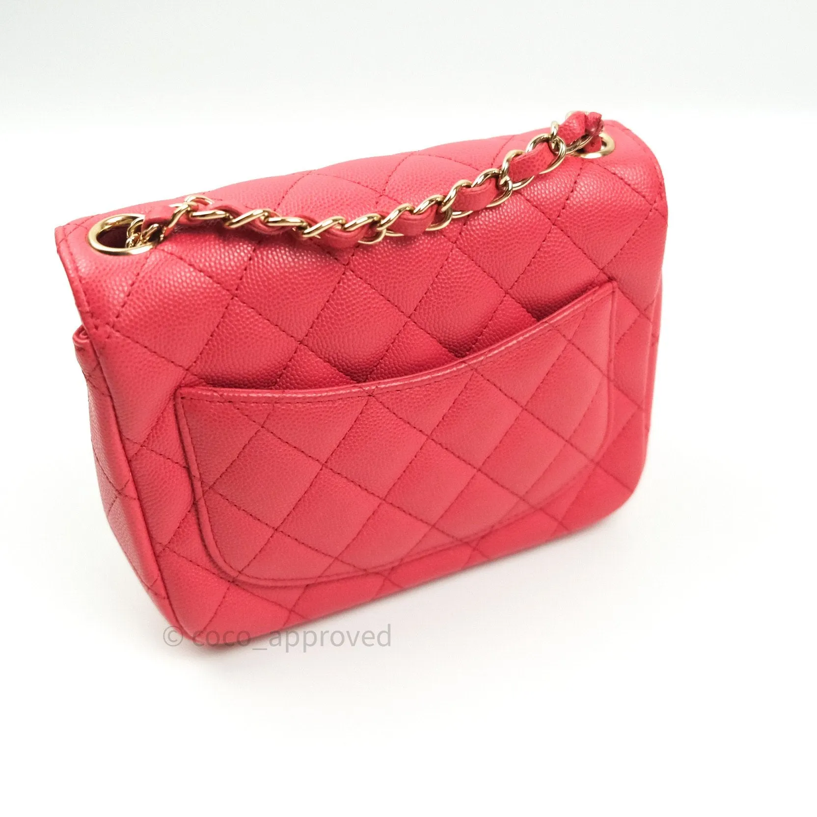 Chanel Mini Square Pink Caviar Gold Hardware 17C