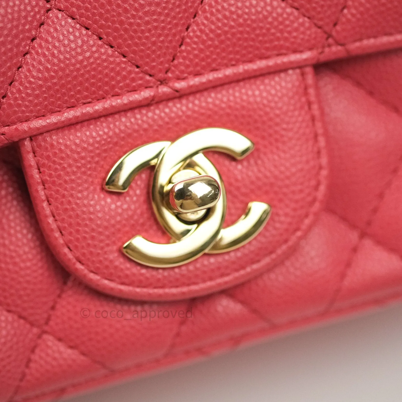 Chanel Mini Square Pink Caviar Gold Hardware 17C