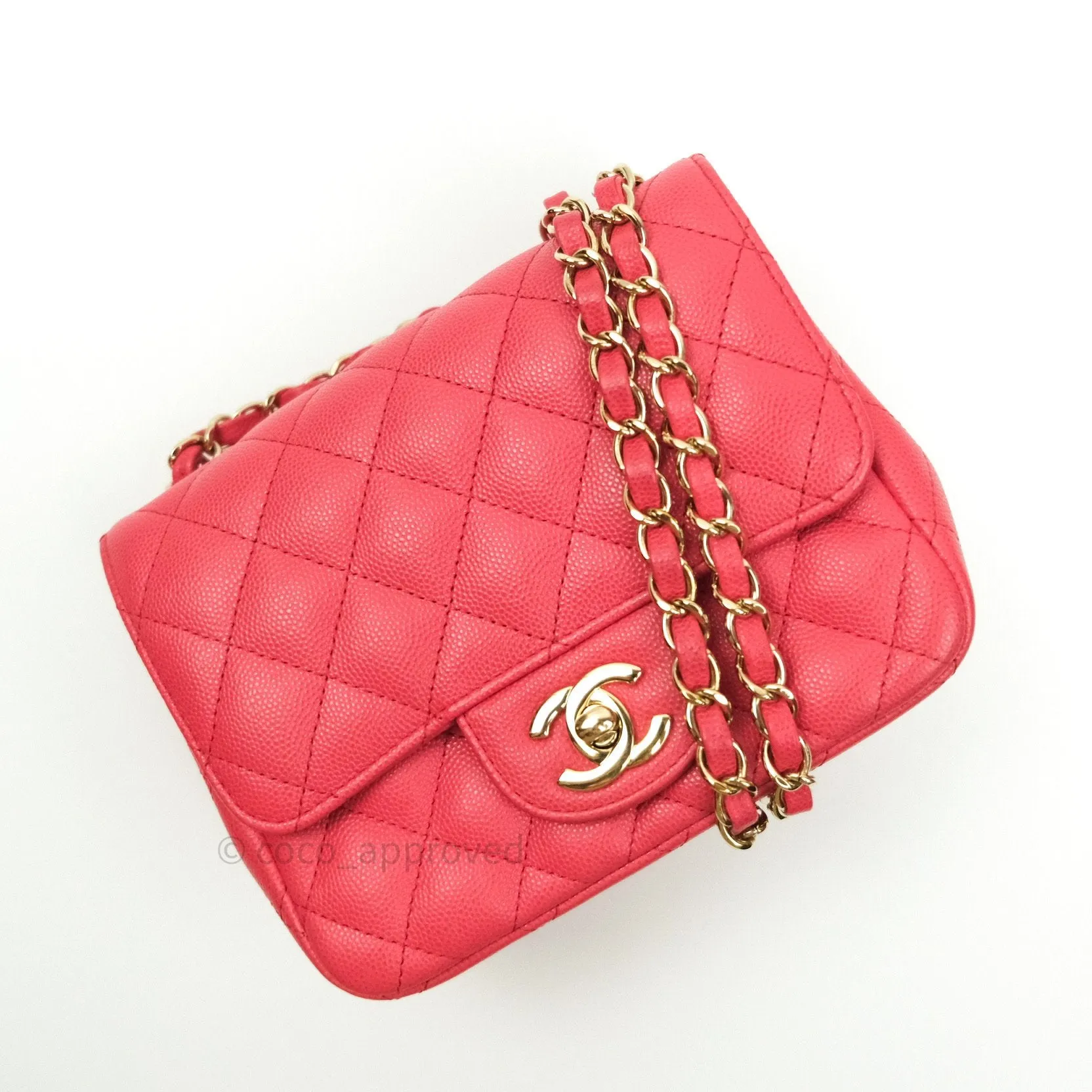 Chanel Mini Square Pink Caviar Gold Hardware 17C