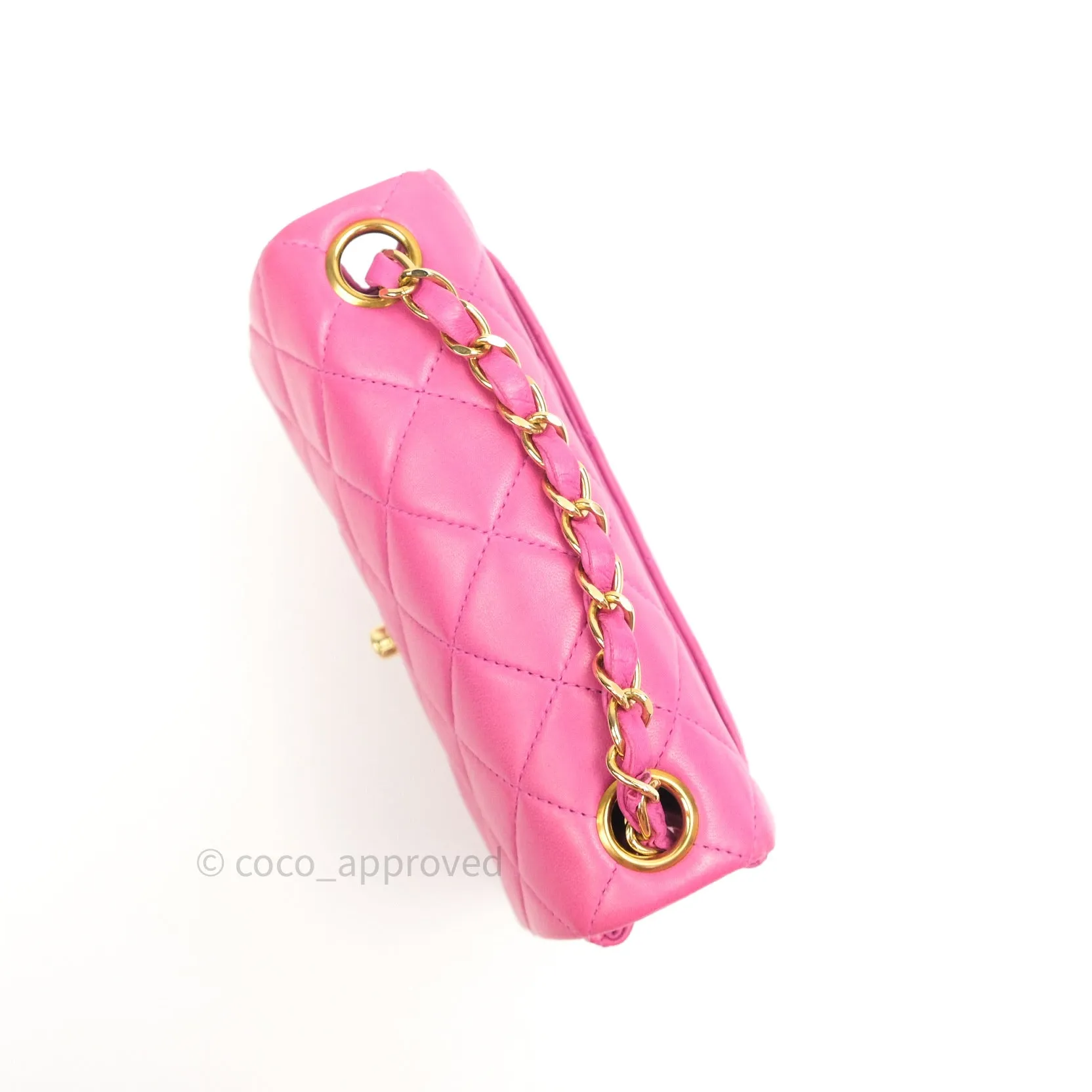 Chanel Mini Square Pink Lambskin 24K Gold Hardware