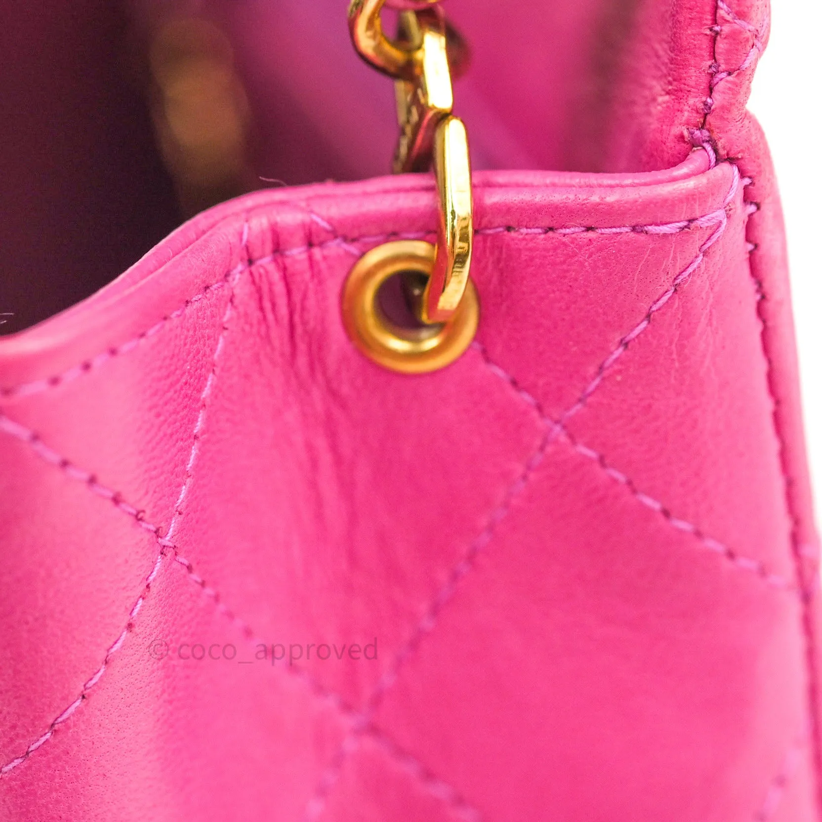 Chanel Mini Square Pink Lambskin 24K Gold Hardware