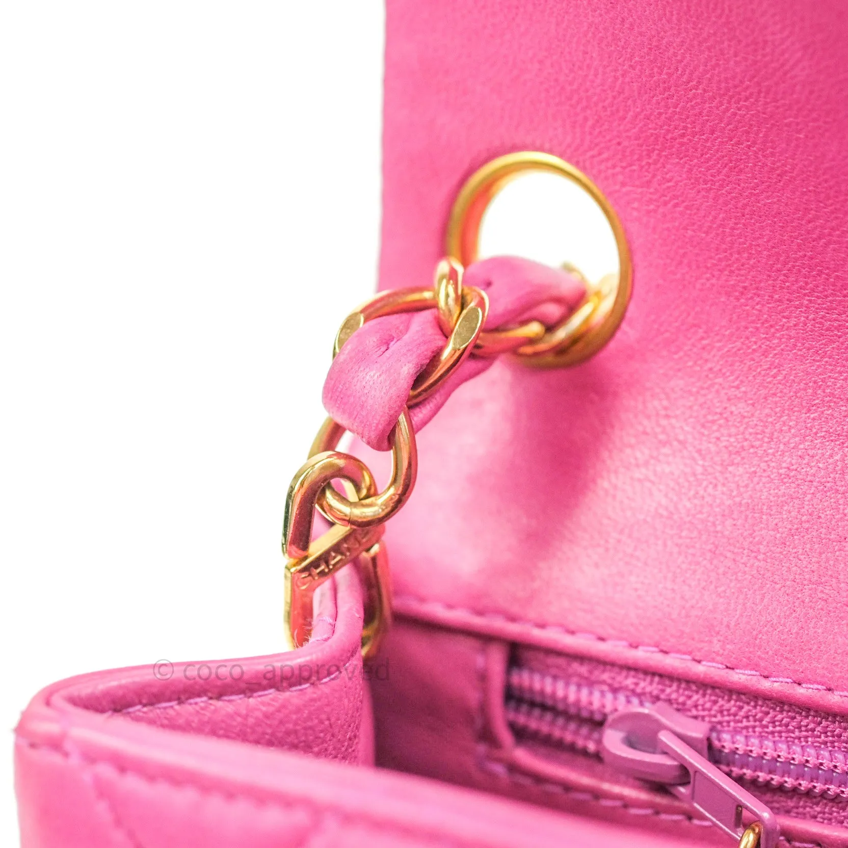 Chanel Mini Square Pink Lambskin 24K Gold Hardware