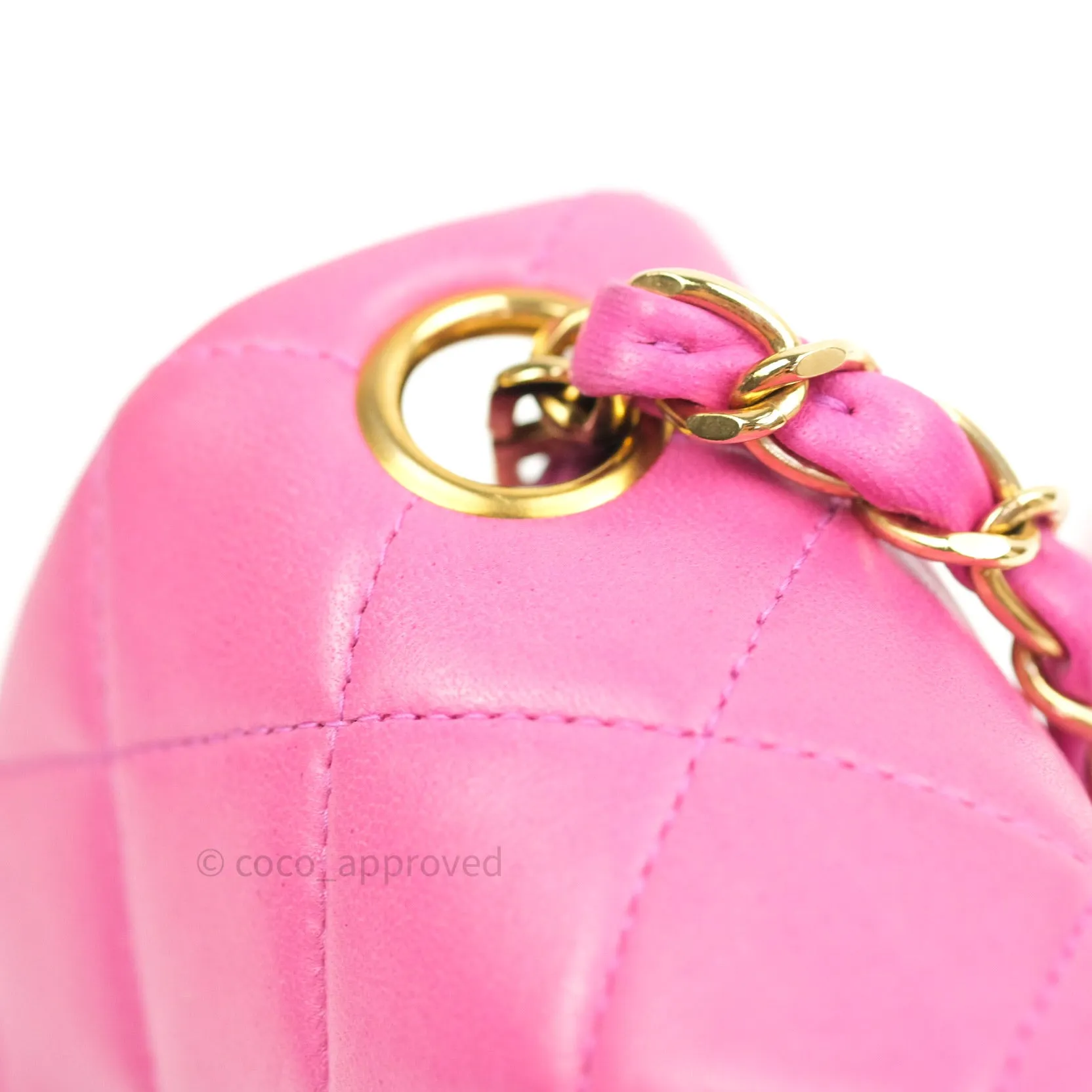 Chanel Mini Square Pink Lambskin 24K Gold Hardware