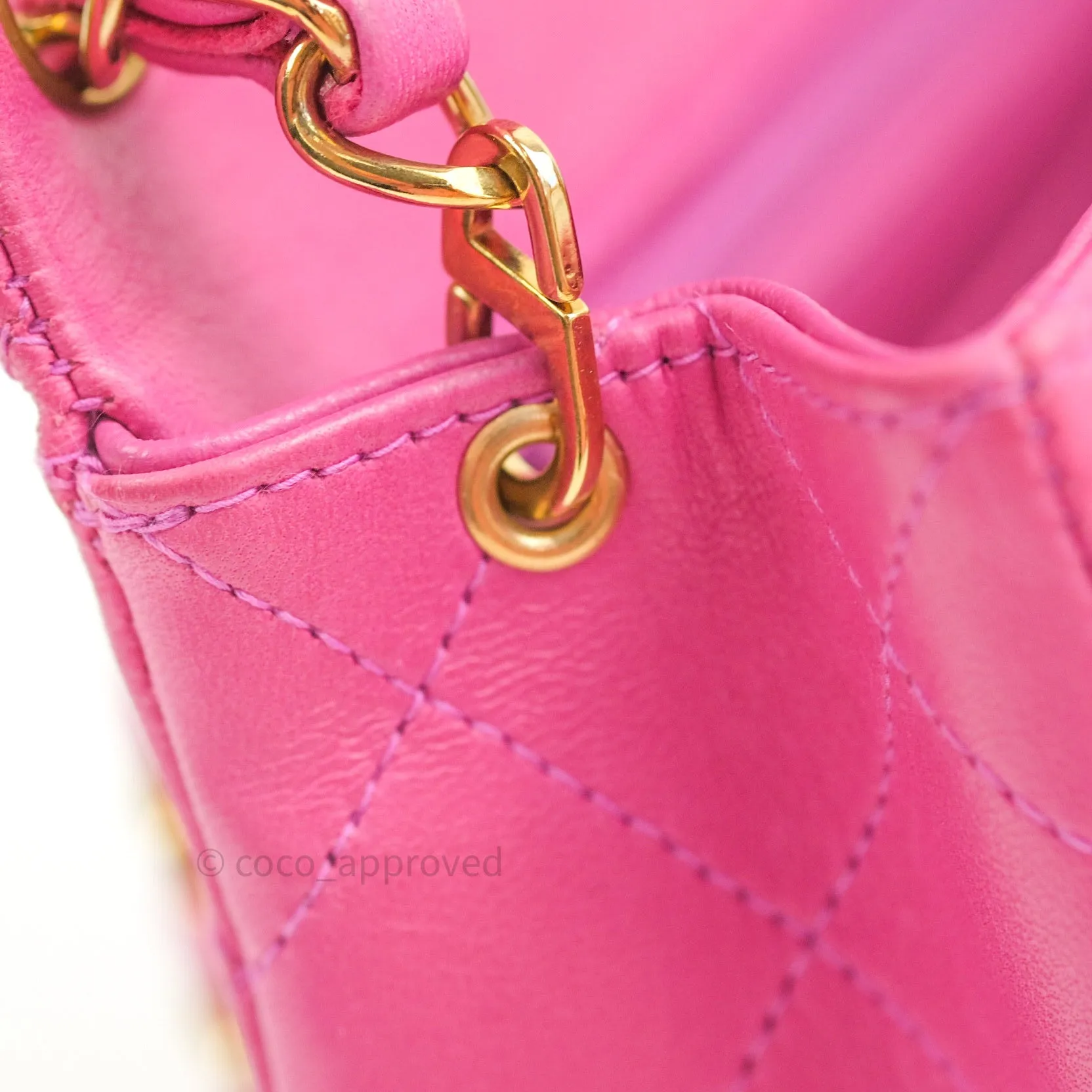 Chanel Mini Square Pink Lambskin 24K Gold Hardware