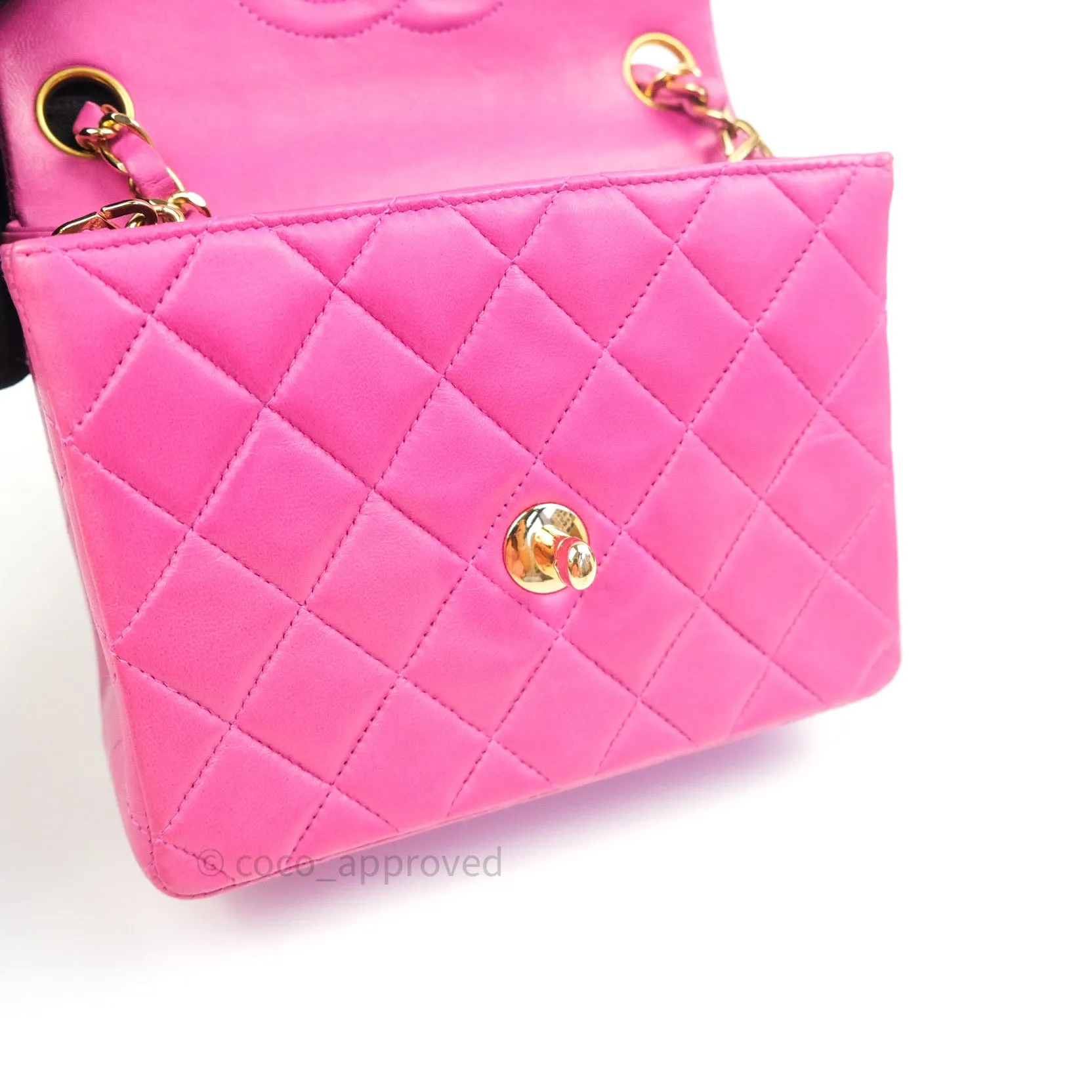 Chanel Mini Square Pink Lambskin 24K Gold Hardware