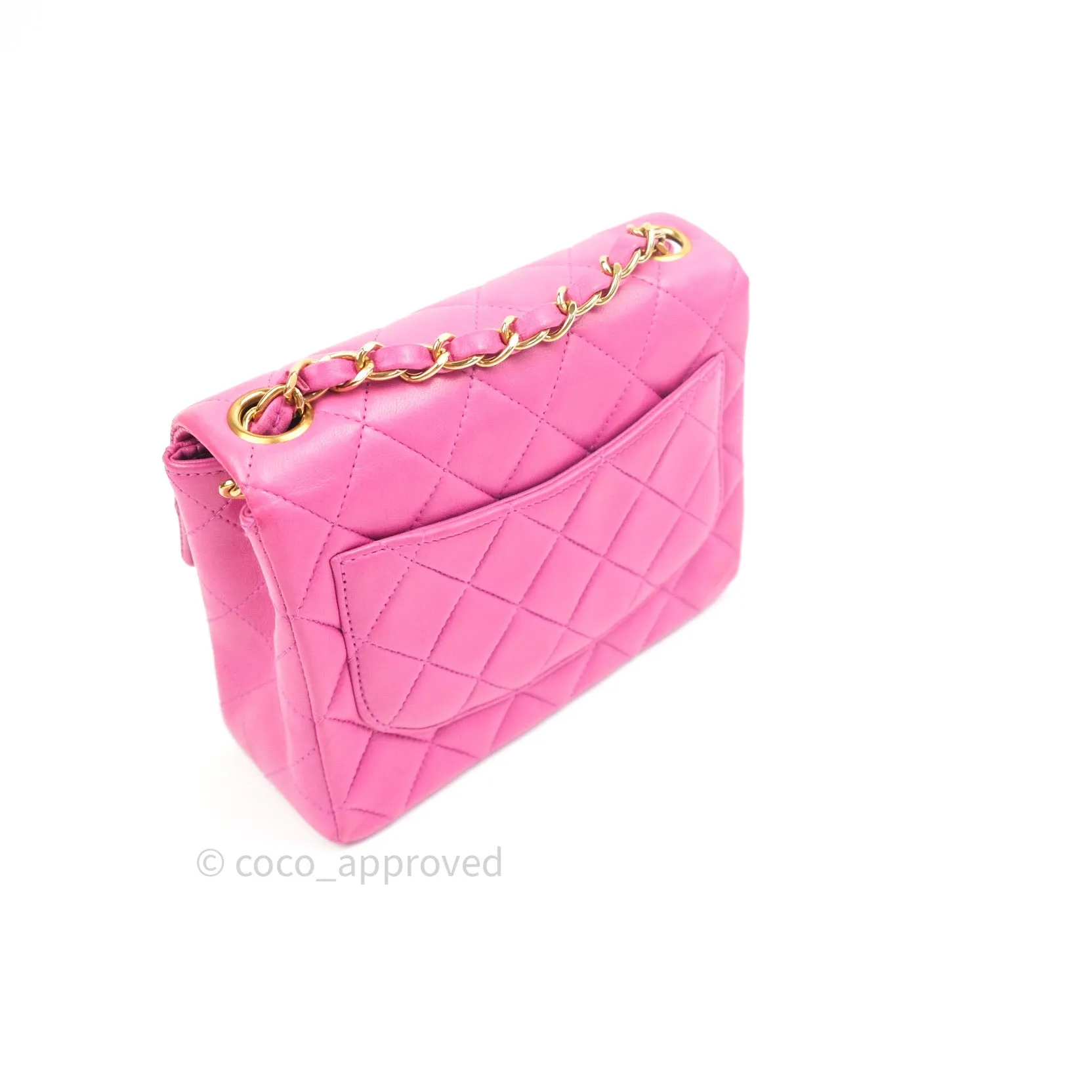 Chanel Mini Square Pink Lambskin 24K Gold Hardware