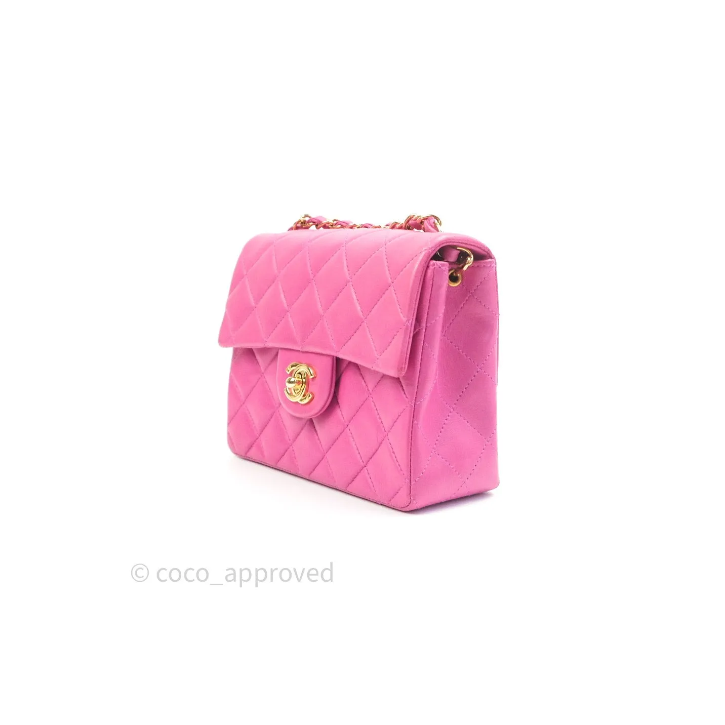Chanel Mini Square Pink Lambskin 24K Gold Hardware